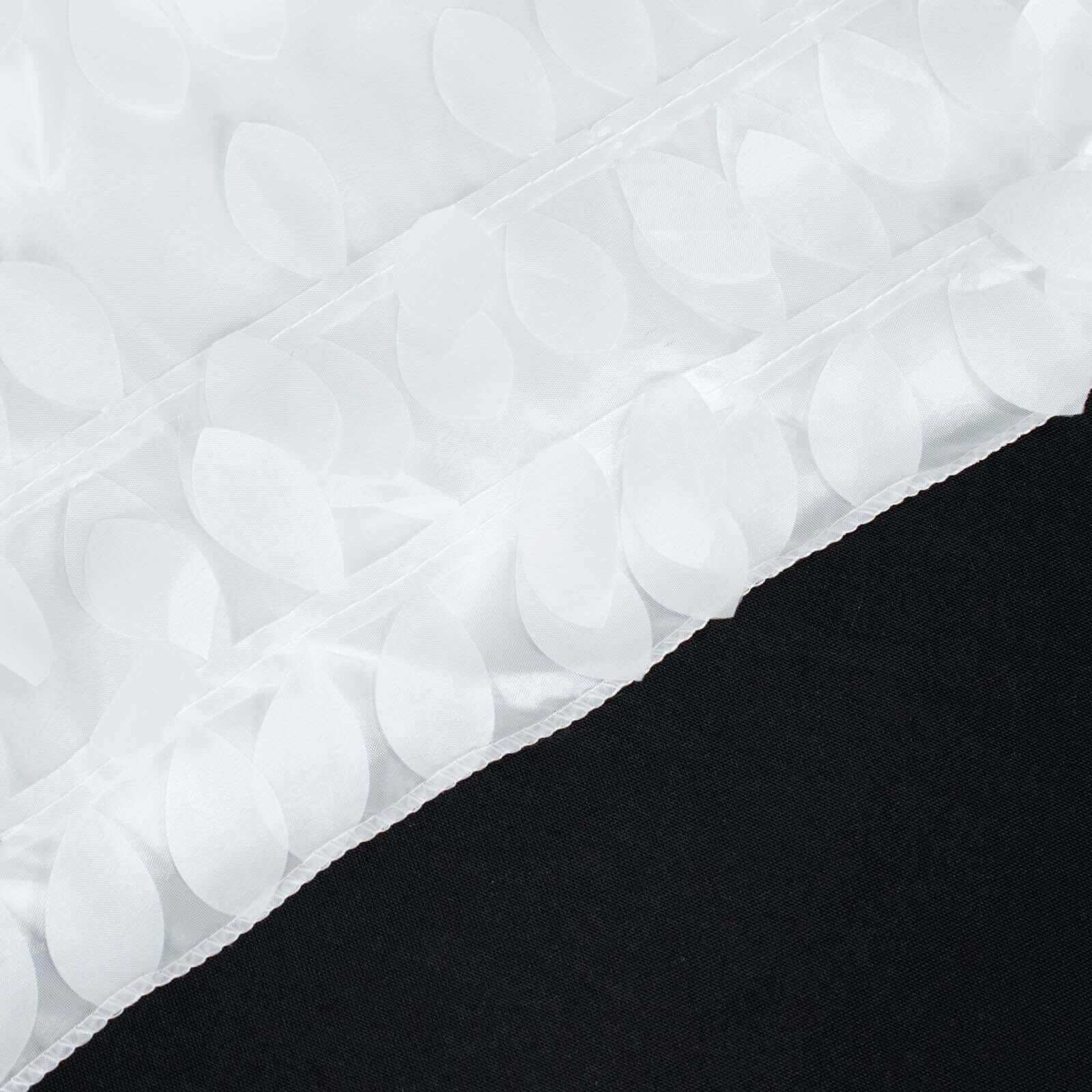 Taffeta 72"x72" Table Overlay Square Tablecloth White 3D Leaf Petal Design for Stylish Celebrations