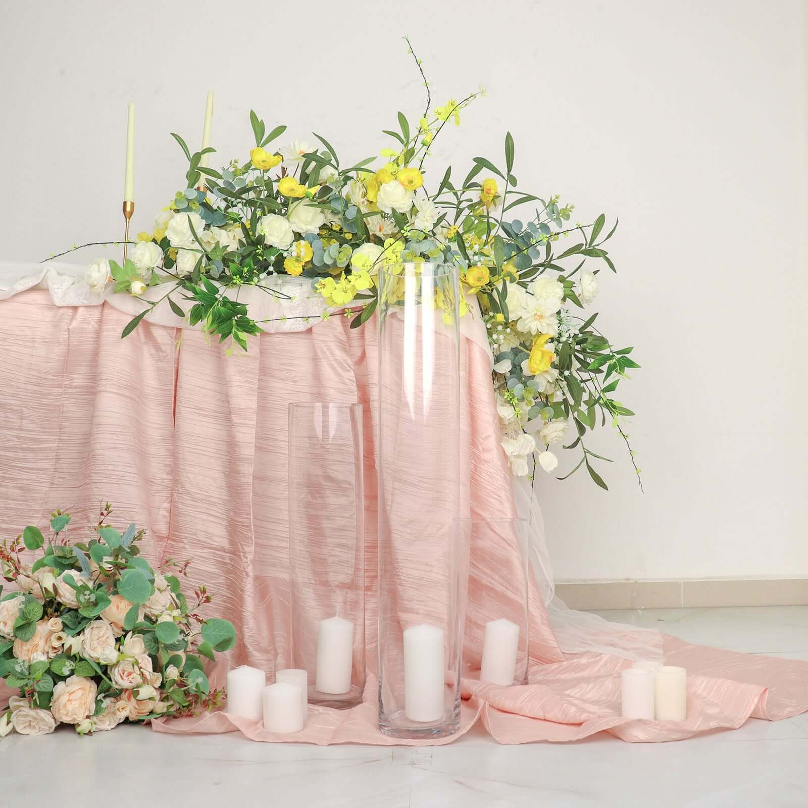 2-Pack Glass Flower Vases Cylinder Design Heavy Duty Clear - Stylish Centerpieces for Weddings 28"