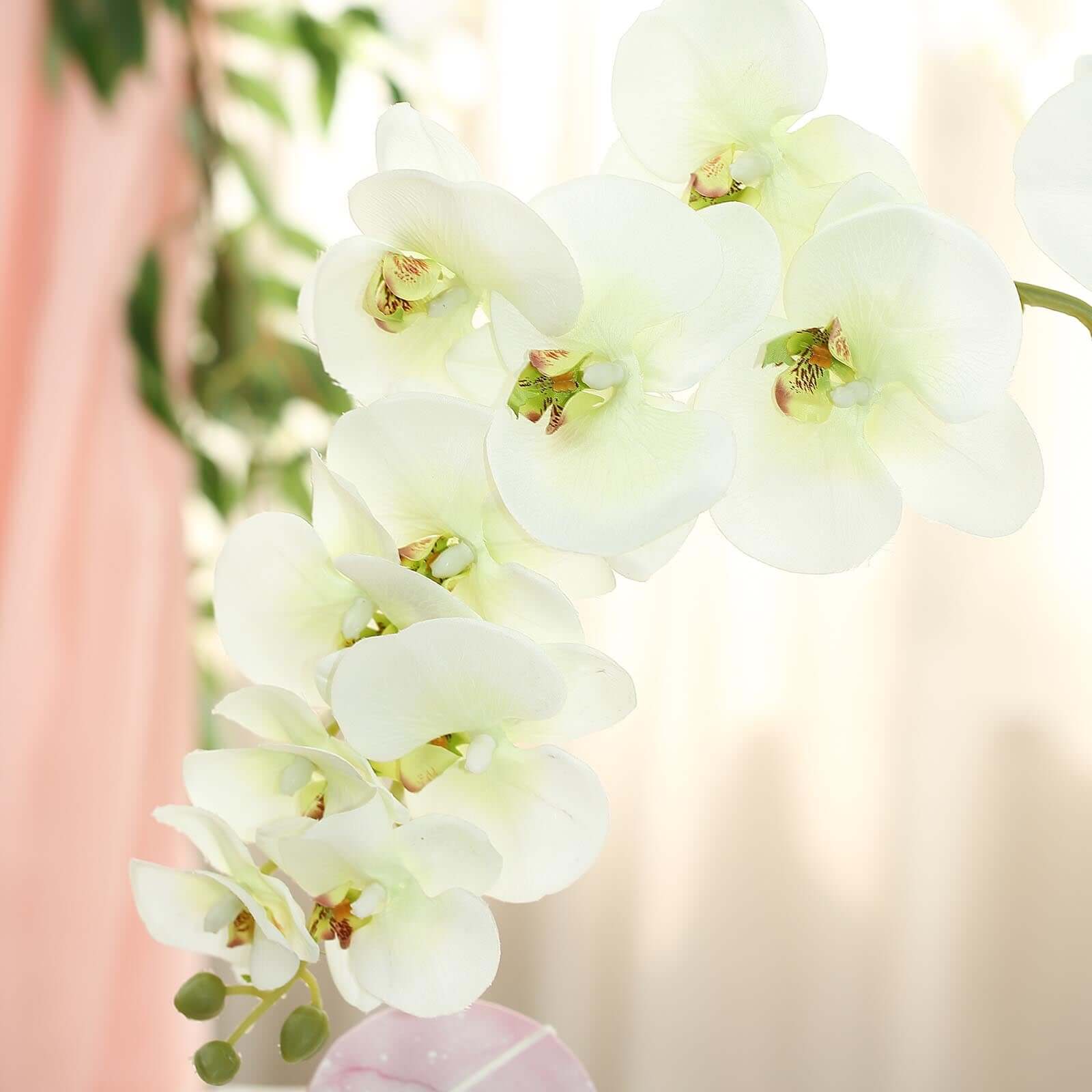 2 Stems 40" Tall Cream Artificial Silk Orchid Flower Bouquets