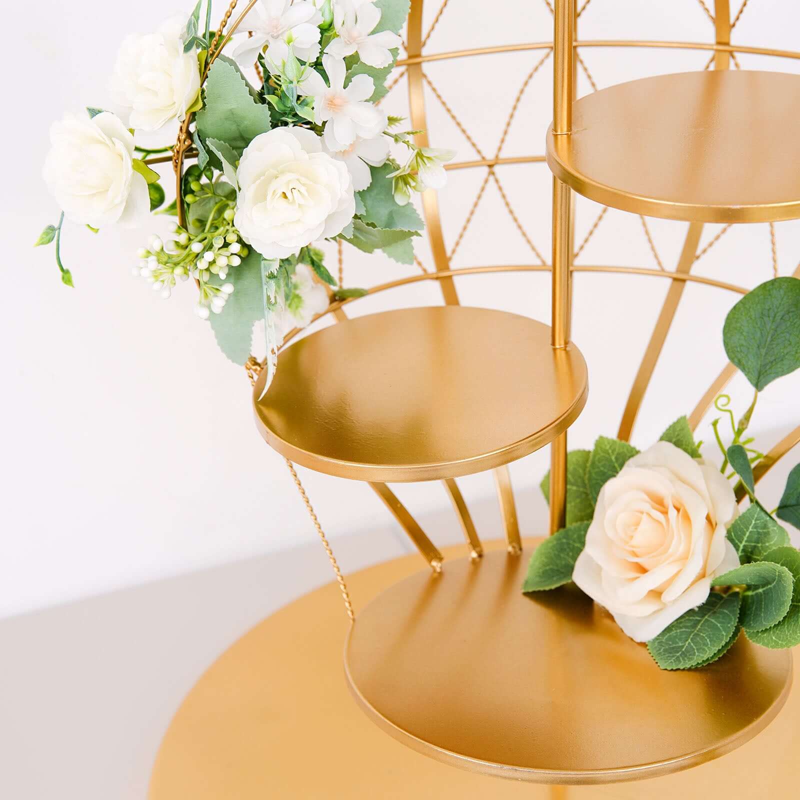 4-Tier Metal Cupcake Dessert Display Stand Gold Hot Air Balloon Design - Stylish Dessert Serving Tray Centerpiece Platter for Whimsical Carnival Inspired Events & Celebrations19"