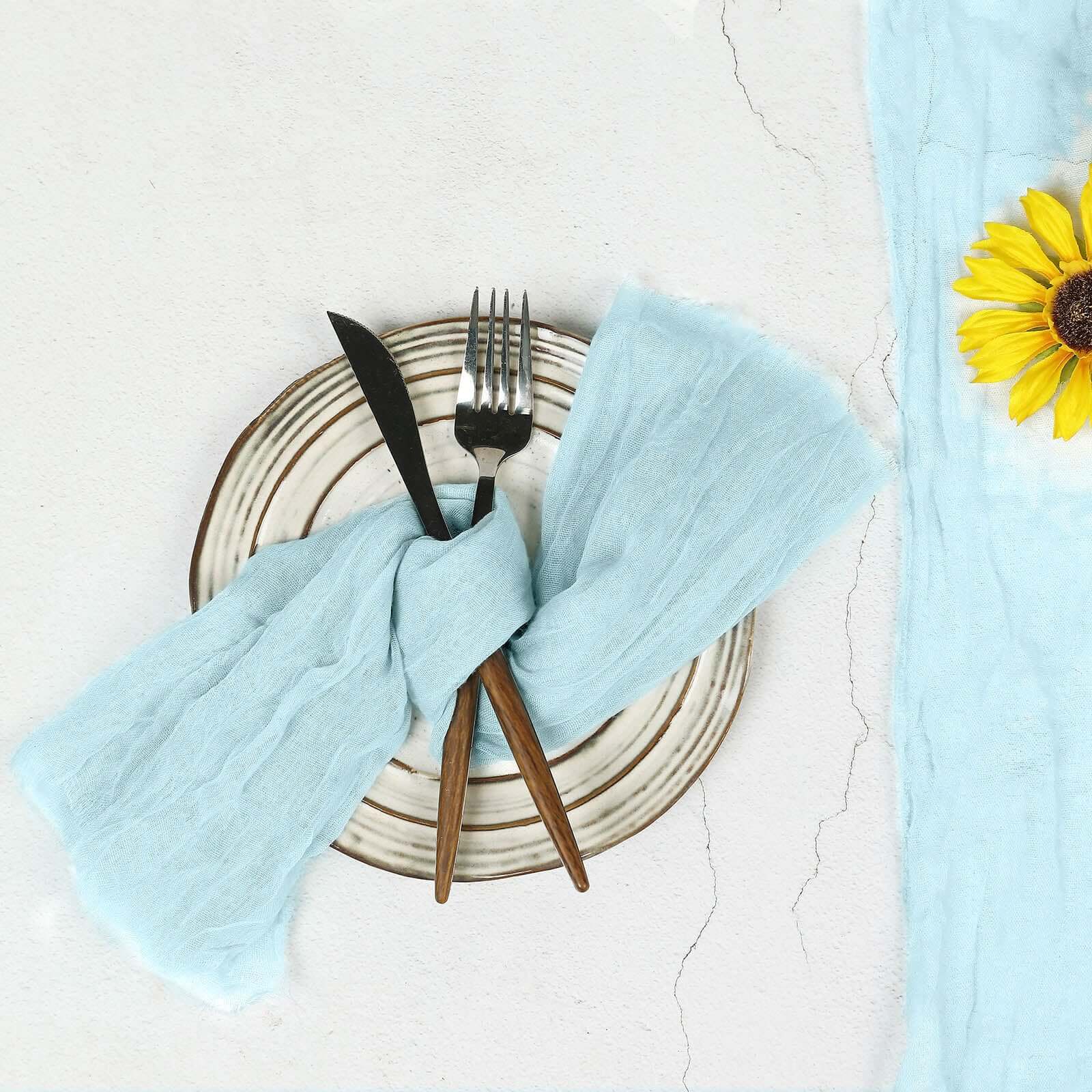 5 Pack Gauze Cheesecloth 24"x19" Napkins Light Blue Reusable Dinner Napkins