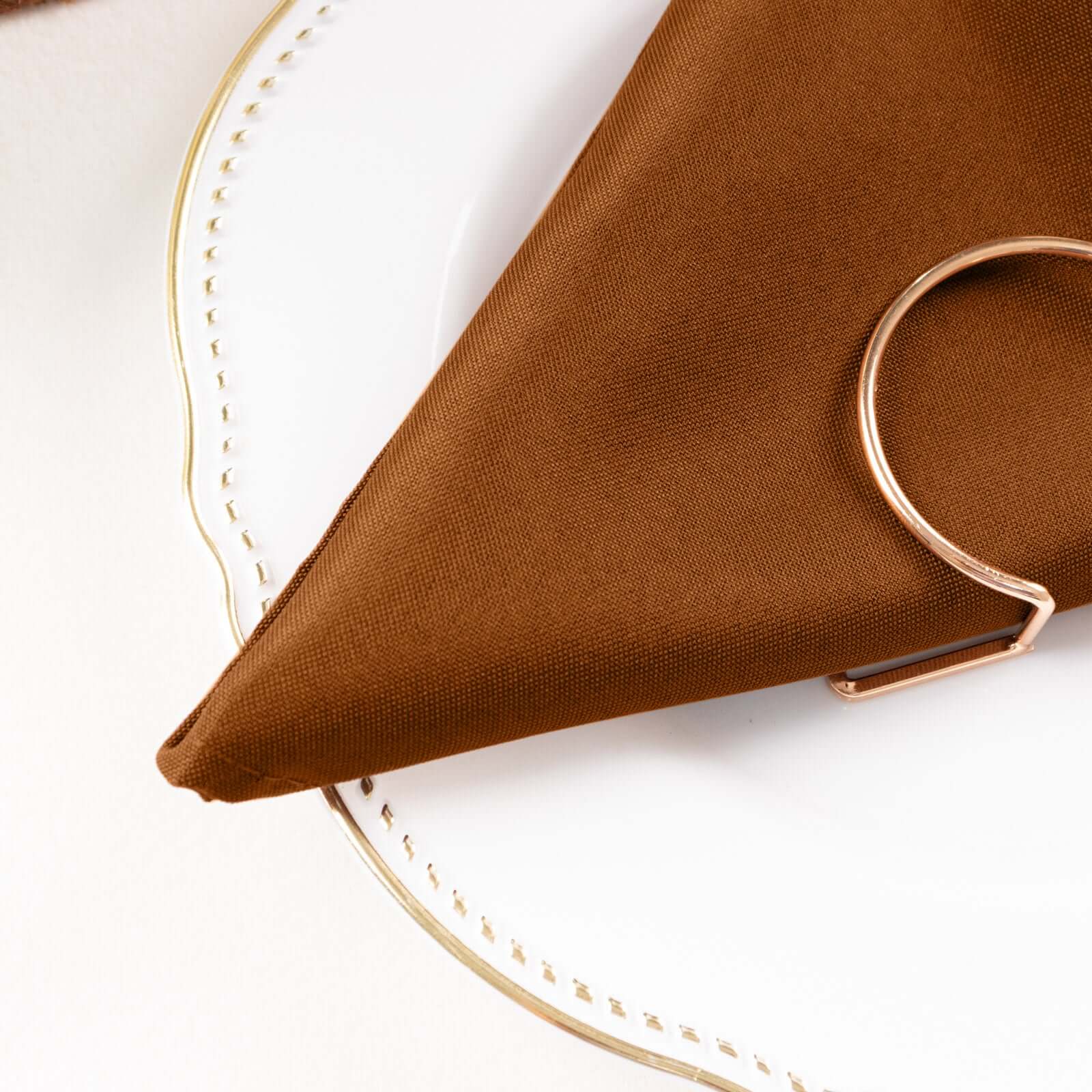 5 Pack Polyester 20"x20" Napkins Cinnamon Brown - Wrinkle Resistant & Easy Care Cloth Napkins