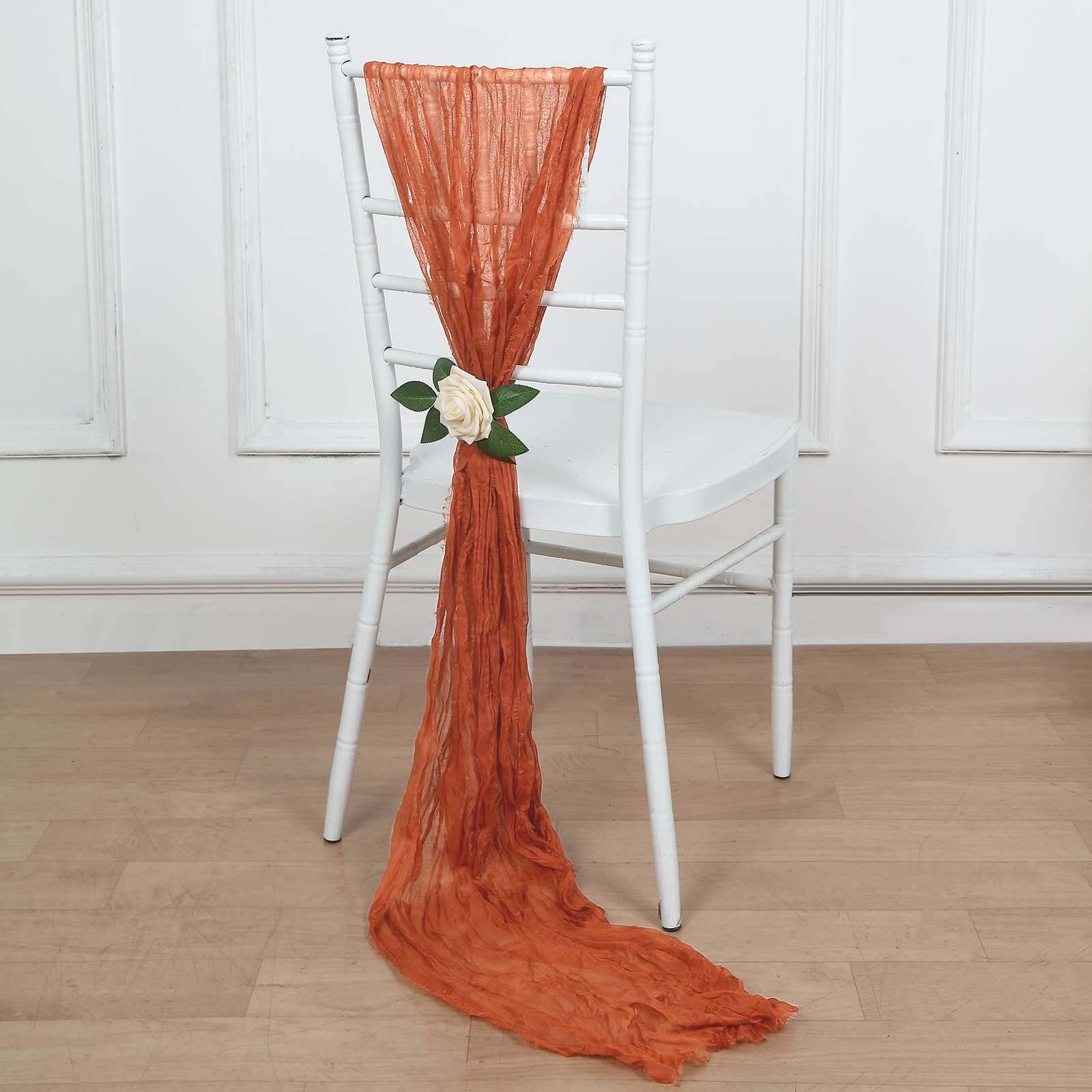 5 Pack Cheesecloth Gauze 16"x88" Chair Sashes Terracotta (Rust) - Boho Chair Decorations