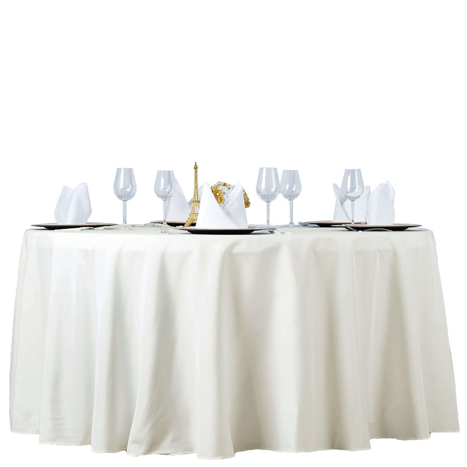 Premium Polyester 108" Round Tablecloth Ivory - Wrinkle-Resistant 220GSM Table Cover