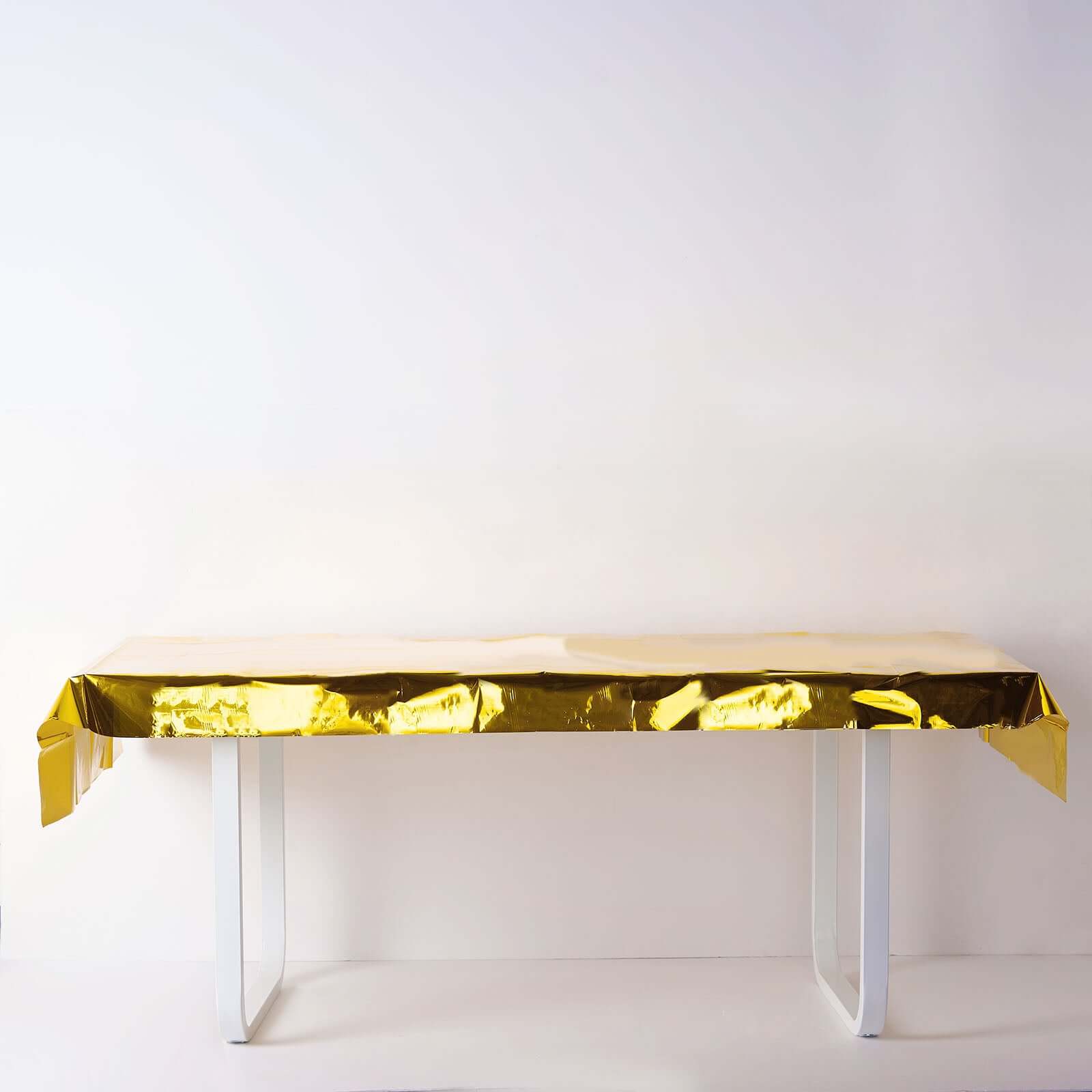 40"x90" Gold Metallic Foil Rectangle Tablecloth, Disposable Table Cover
