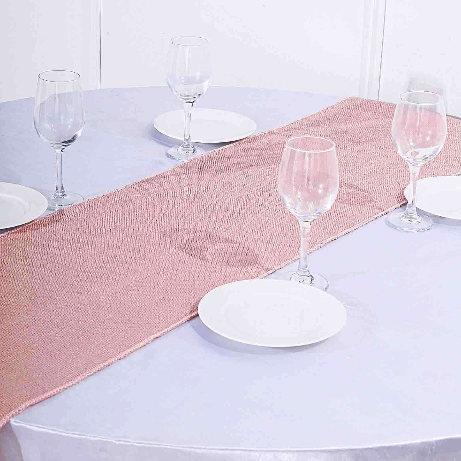 Burlap Jute 14"x108" Table Runner Dusty Rose - Rustic Boho Chic Tabletop Decor