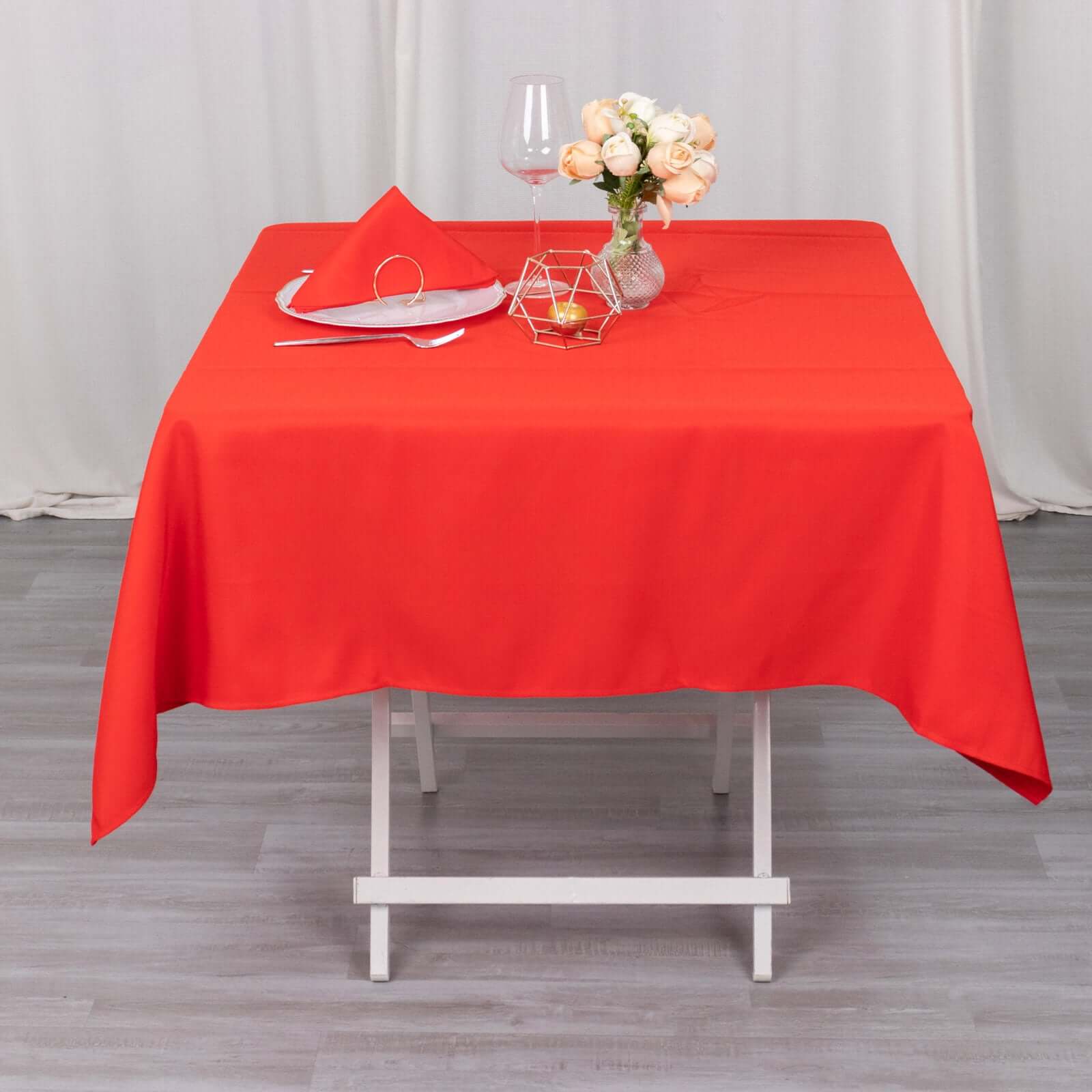 Premium Polyester 54"x54" Square Tablecloth Red - Stain and Wrinkle-Resistant 220GSM Table Cover
