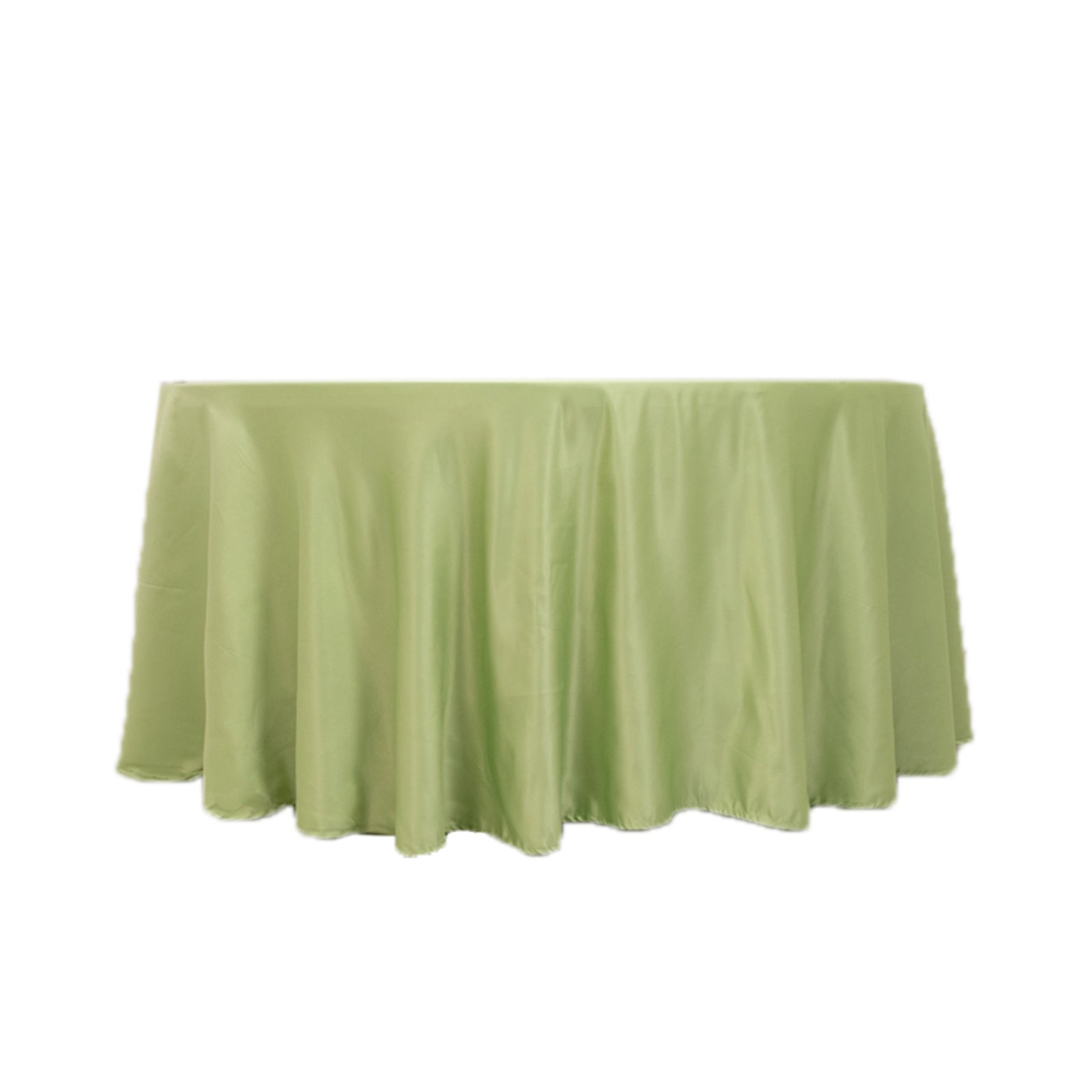 Lamour Satin 120" Round Tablecloth Sage Green - Seamless Table Cover with Soft Tempered Sheen