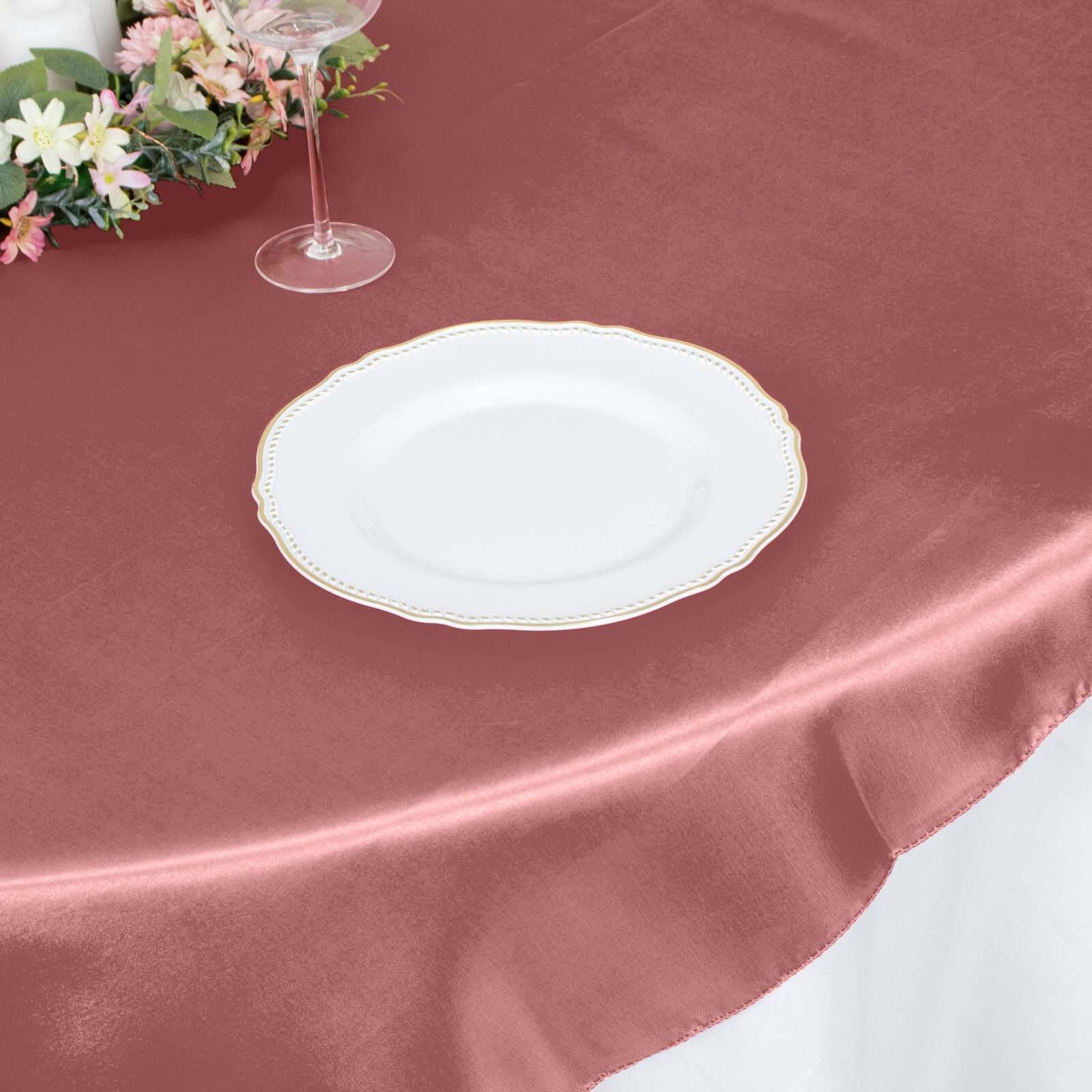 Satin 60"x60" Table Overlay Square Tablecloth Cinnamon Rose - Smooth Silky Touch Table Cover