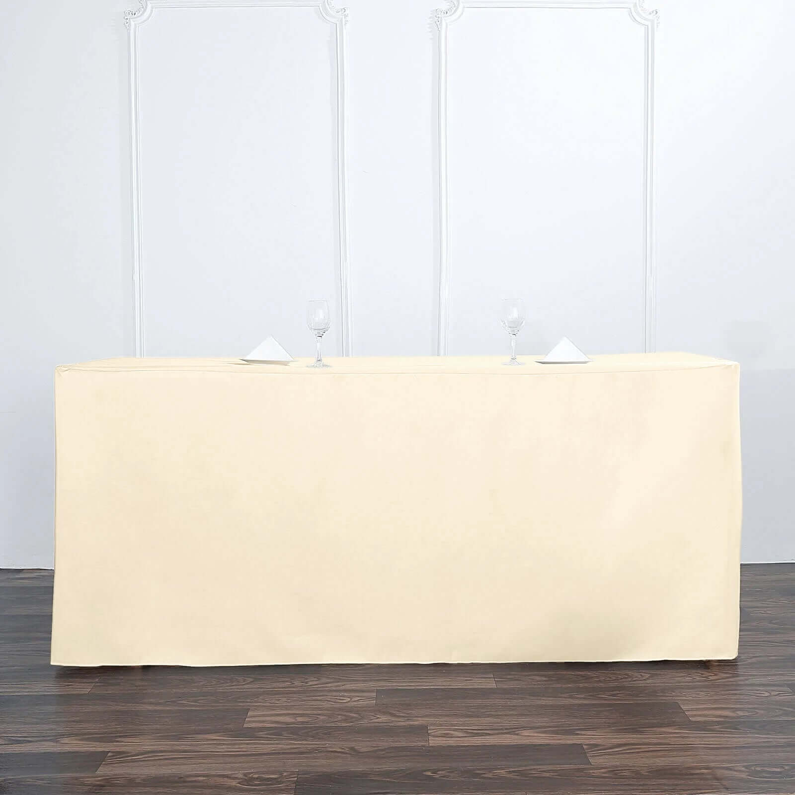 Fitted Polyester 72"x30" Rectangle Tablecloth Beige - Durable Table Cover