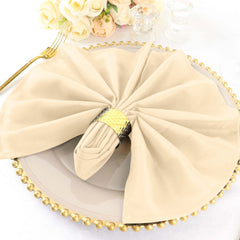 5 Pack Polyester 20"x20" Napkins Beige - Wrinkle Resistant & Easy Care Cloth Napkins