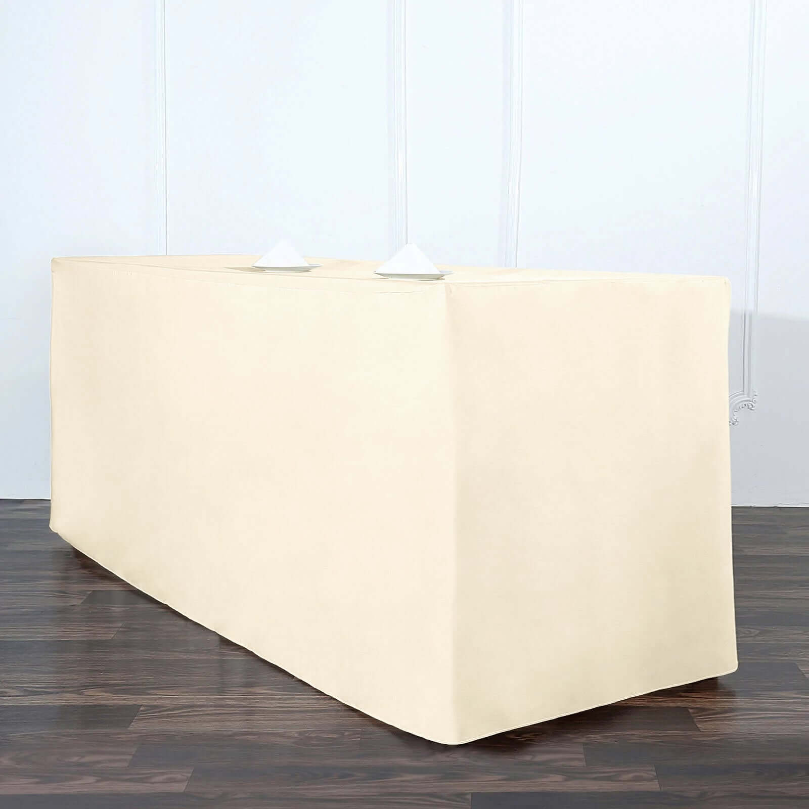 Fitted Polyester 72"x30" Rectangle Tablecloth Beige - Durable Table Cover