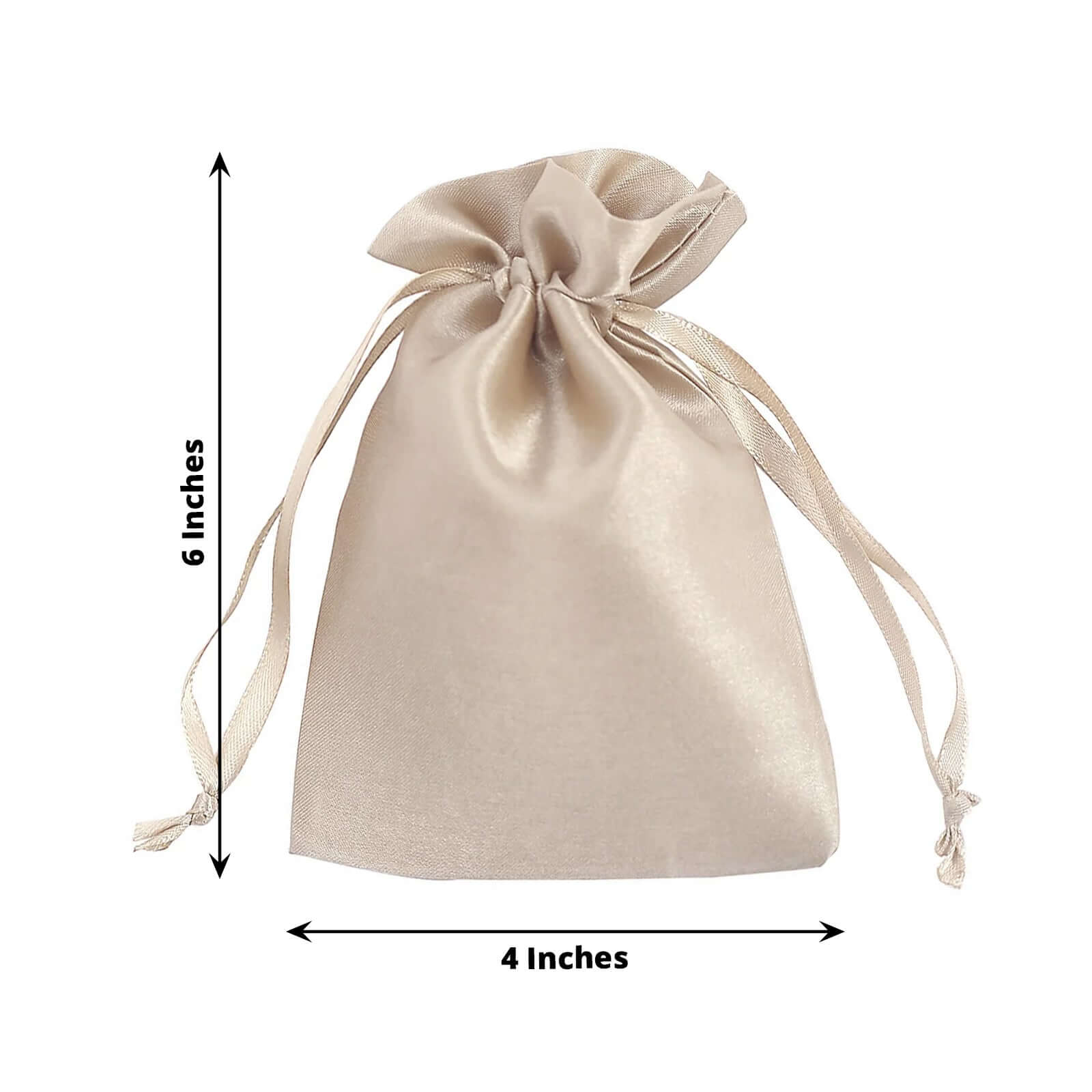 12 Pack 4"x6" Beige Satin Drawstring Wedding Party Favor Gift Bags