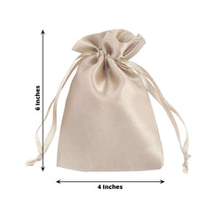 12 Pack 4"x6" Beige Satin Drawstring Wedding Party Favor Gift Bags