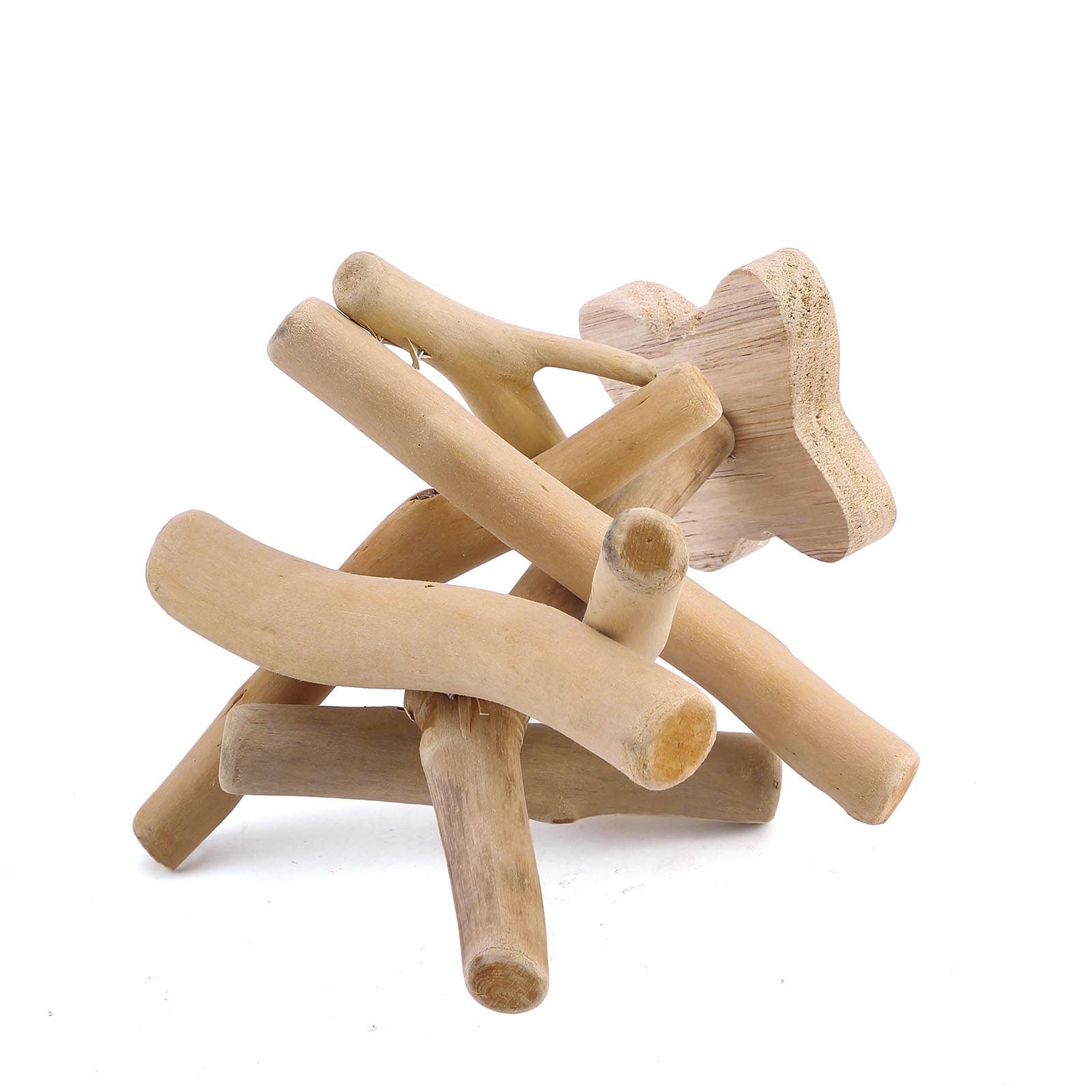 Natural Driftwood Candle Holder with Butterfly Top - Rustic Wooden Candle Stand for Events 8" Tall