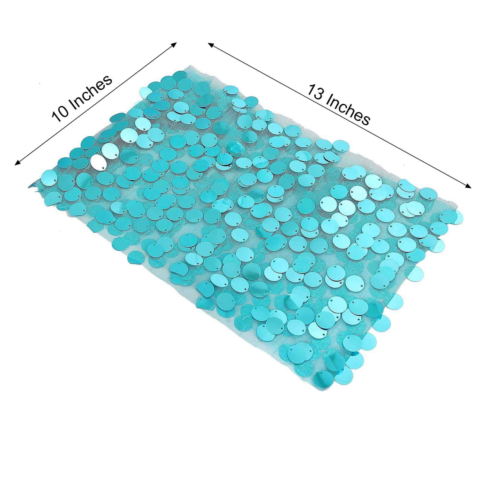 5 Pack Big Payette Sequin 13"x10" Chair Sash Bands Turquoise - Stylish Glittering Decor for Weddings & Gatherings