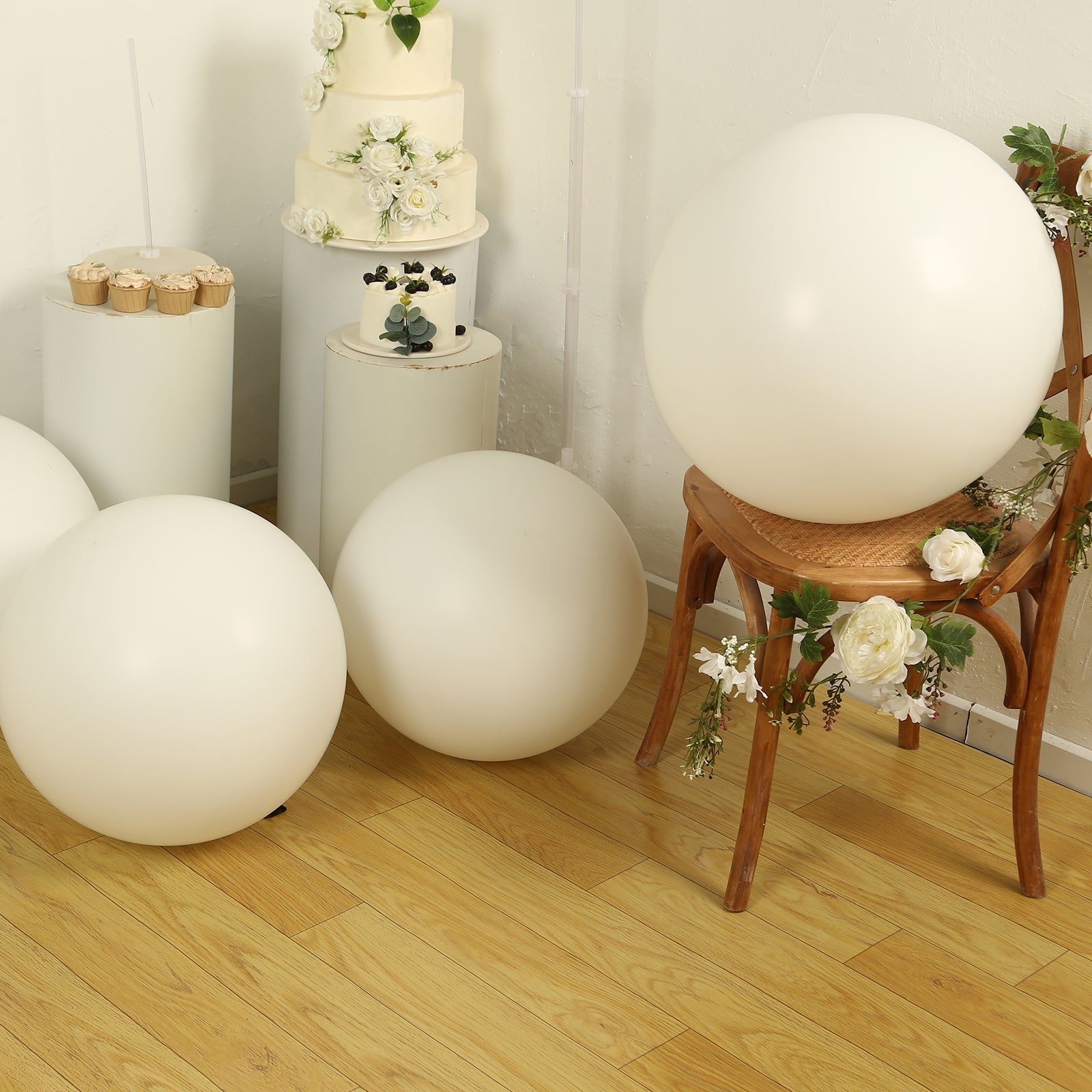 5 Pack Large Off White Biodegradable Balloons, 36" Thickened Extra Strong Eco-friendly Latex Helium Party Balloons