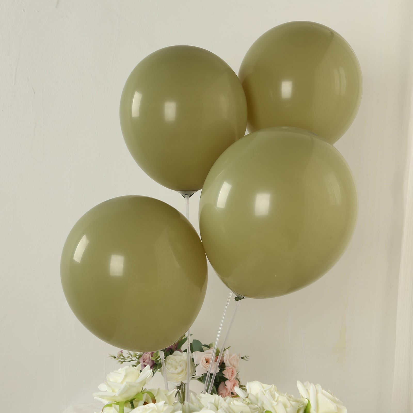 50 Pack Matte Pastel Olive Green Biodegradable Balloons 12", Round Eco-friendly Thick Latex Party Balloons