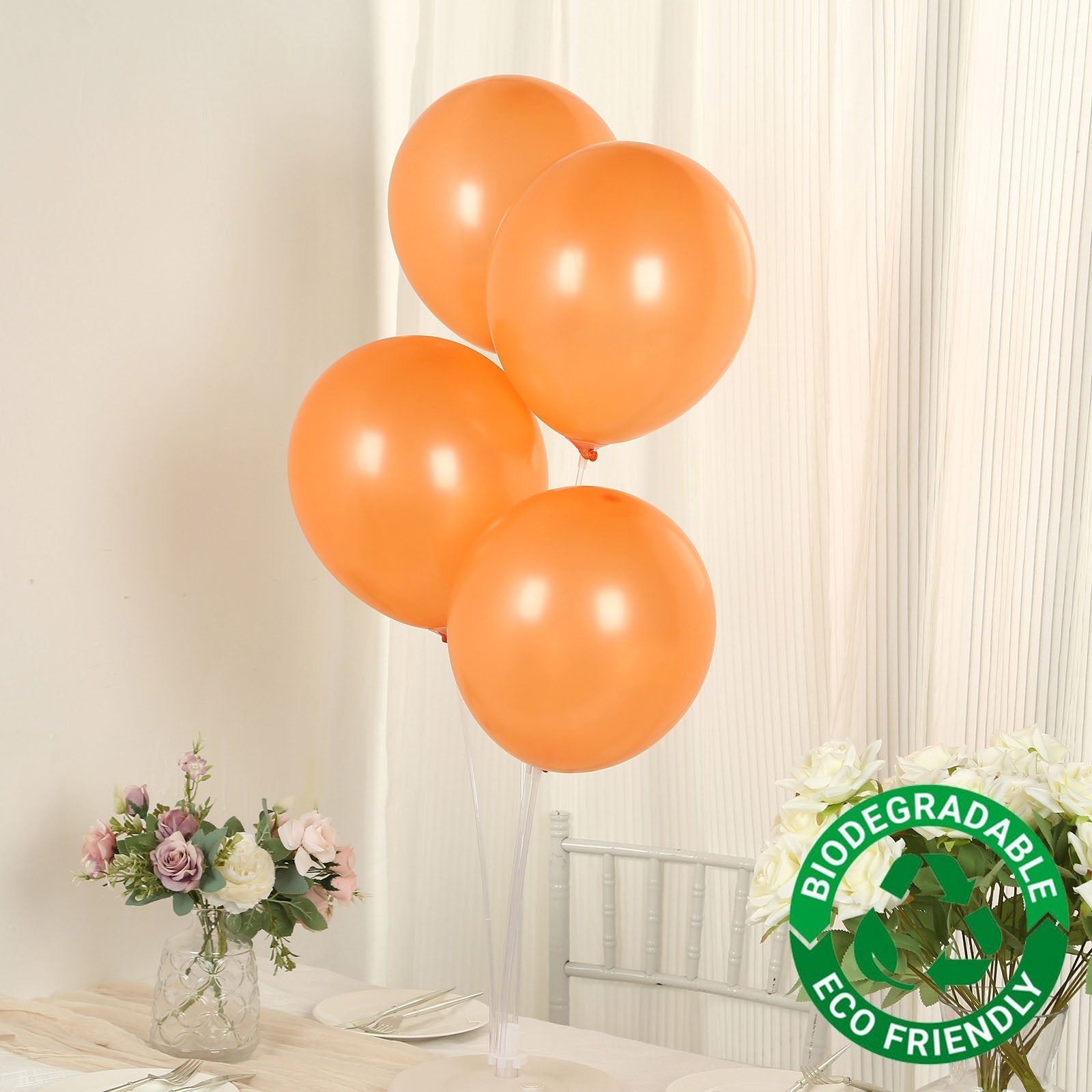 50 Pack Orange Biodegradable Balloons, 12" Thickened Extra Strong Eco-friendly Latex Helium Party Balloons