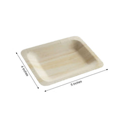 25-Pack Birchwood 4"x5" Rectangle Dessert Plates - Natural Eco Friendly Wooden Disposable Plates for Farmhouse-Style Events, Parties & Gatherings
