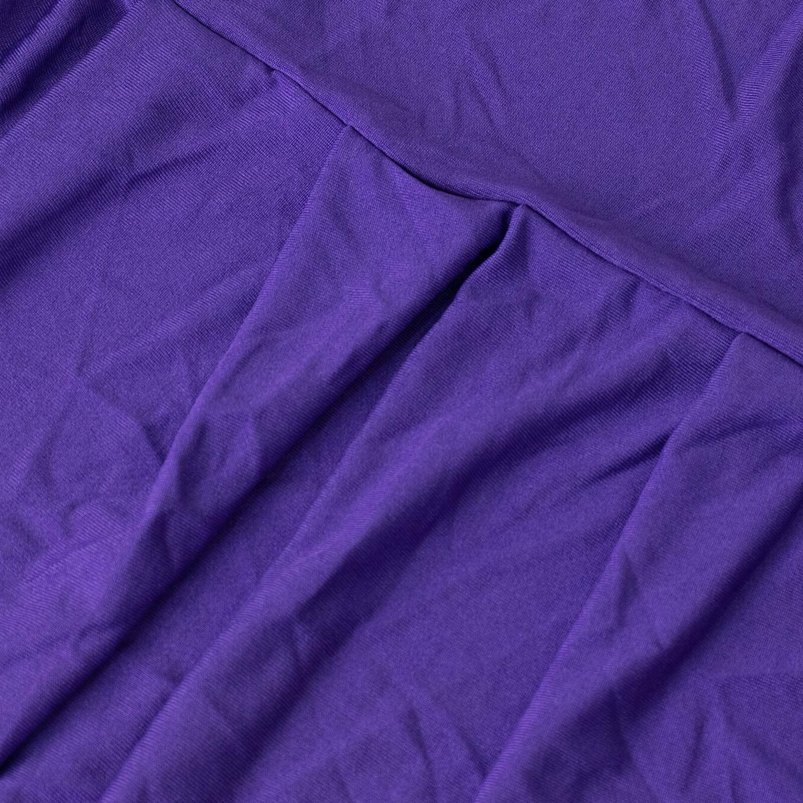Spandex Chair Cover with Ruffle Pleated Skirt for Banquet Chairs Purple - 1-Piece Stretch Fitted Slipcover