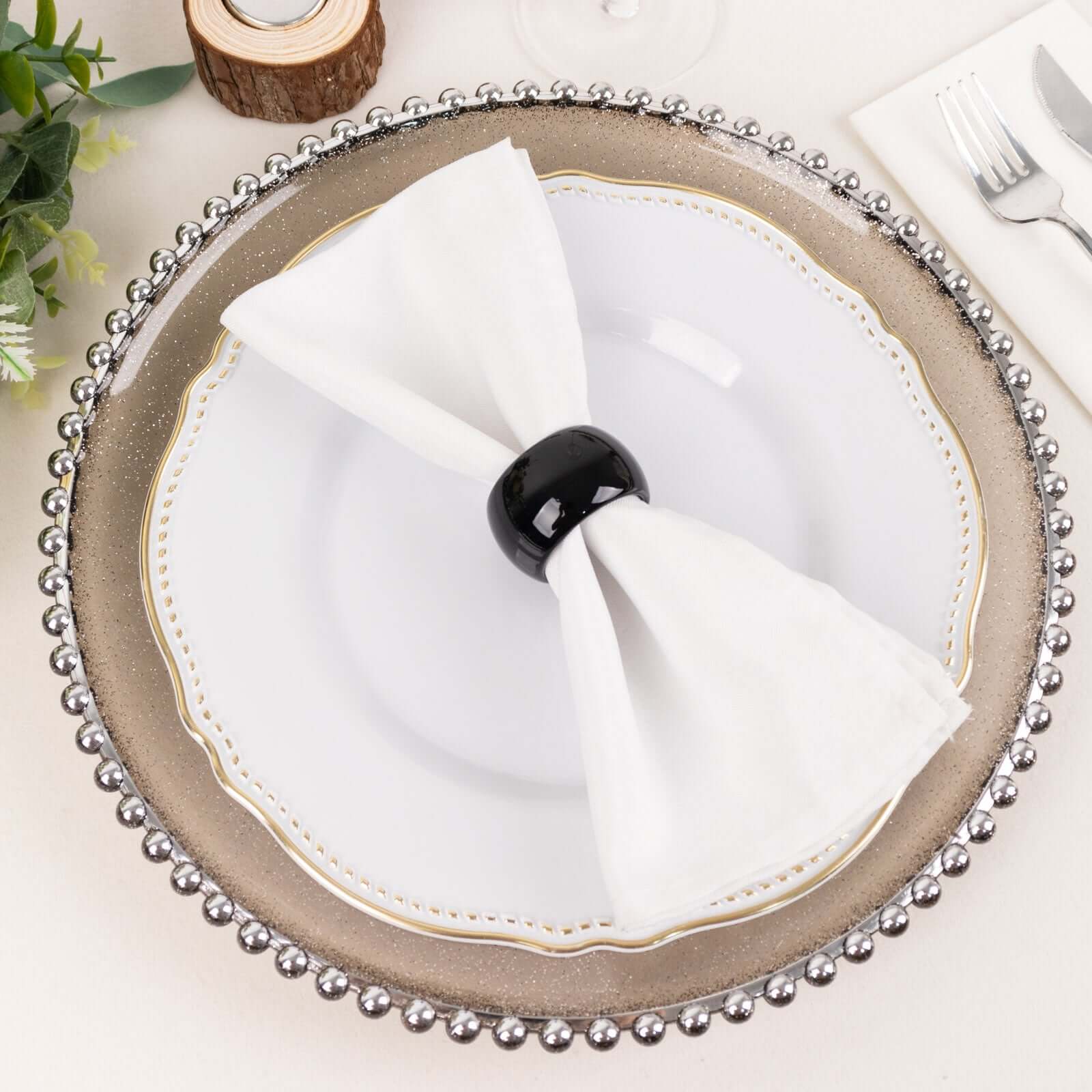 4 Pack Shiny Metallic Black Acrylic Napkin Rings