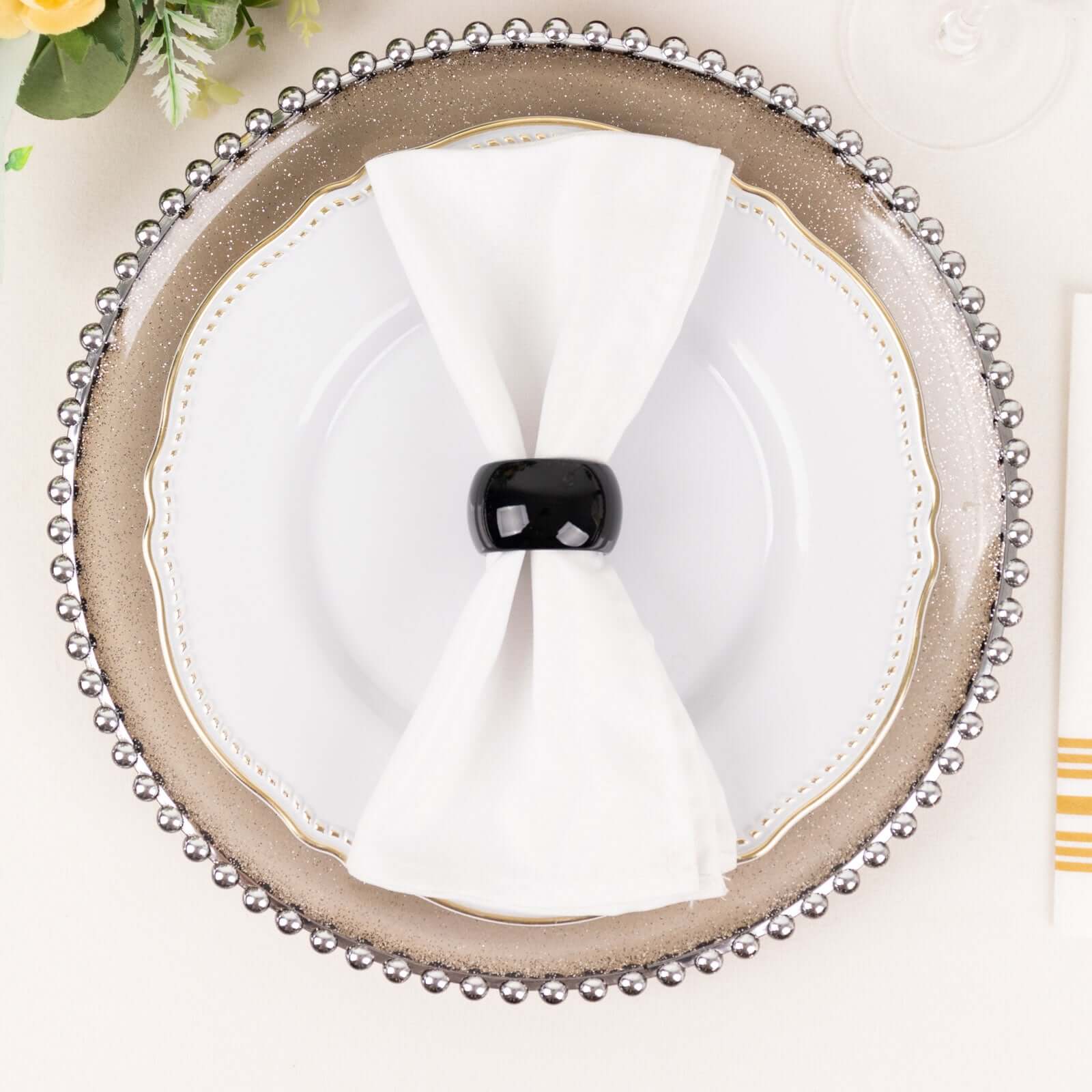 4 Pack Shiny Metallic Black Acrylic Napkin Rings