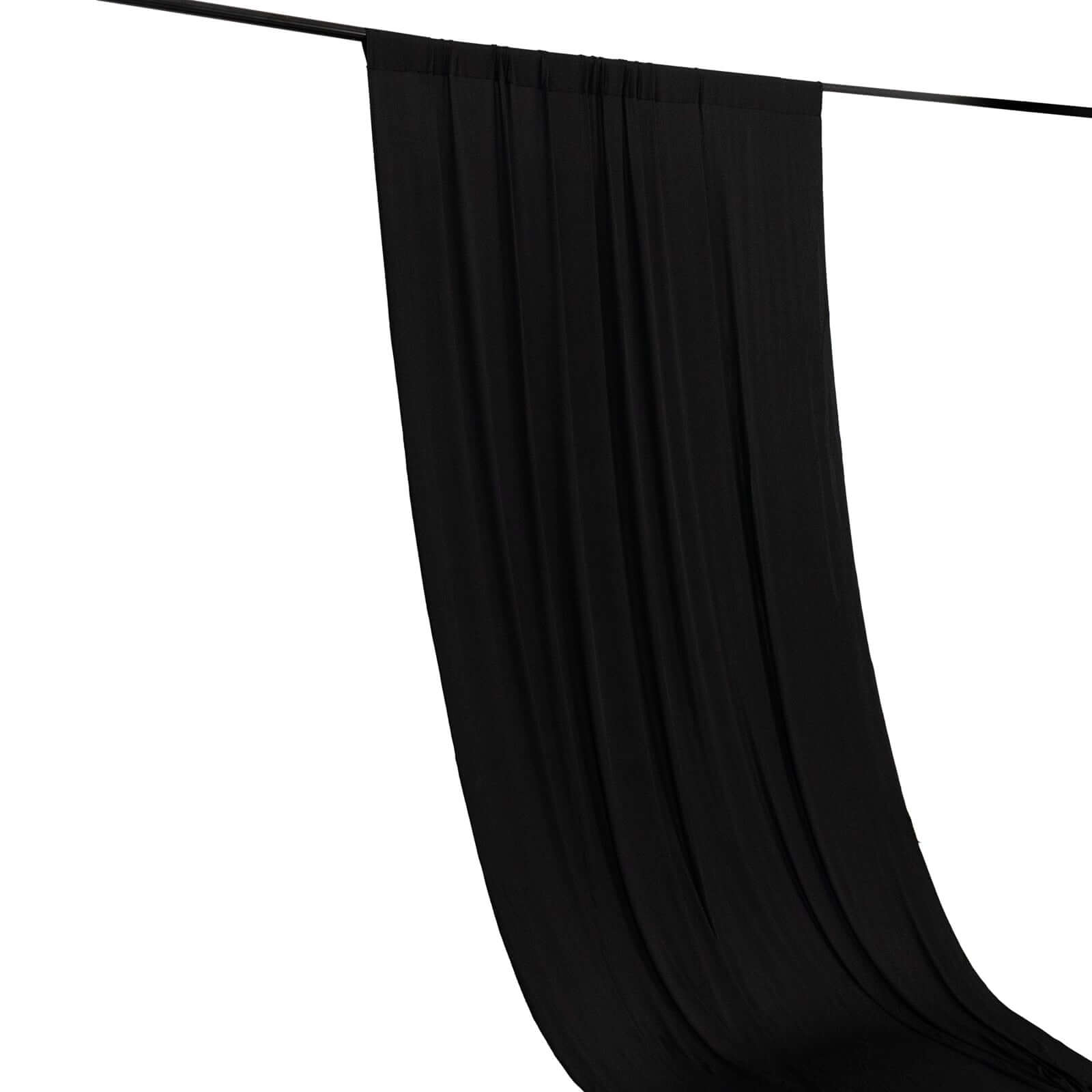 Black 4-Way Stretch Spandex Event Curtain Drapes, Wrinkle Free Backdrop Event Panel with Rod Pockets - 5ftx18ft