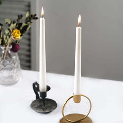 12-Pack Taper Candles Premium Wax Design Metallic Pearl White - Unscented Candles for Upscale Settings 10"