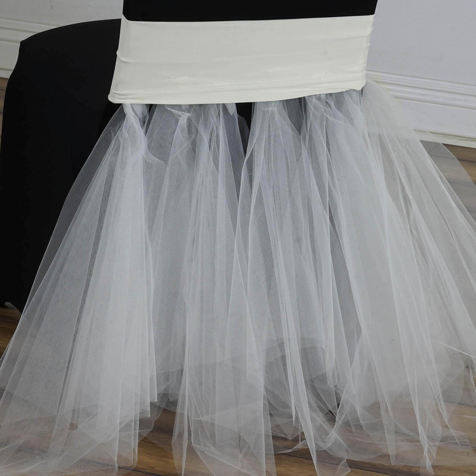 Spandex Chair Cover Skirt Tutu Style for Wedding Chairs Ivory - Stylish Decor for Formal Events