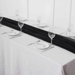 Premium Chiffon 6ft Table Runner Black - Chic Flowy & Lightweight Table Decor