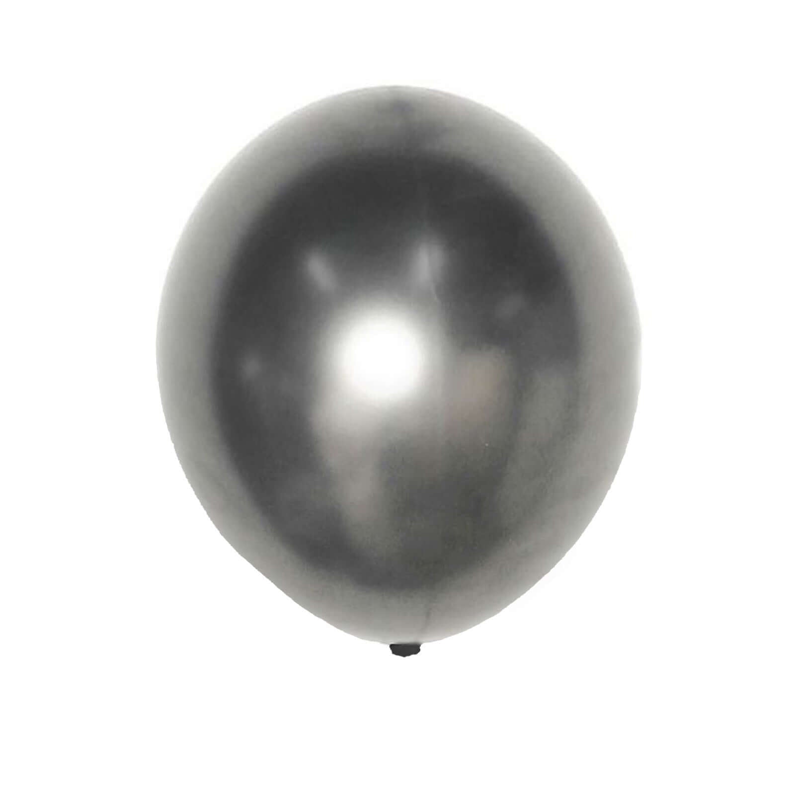 25 Pack 12" Metallic Chrome Charcoal Gray Latex Helium Air Balloons