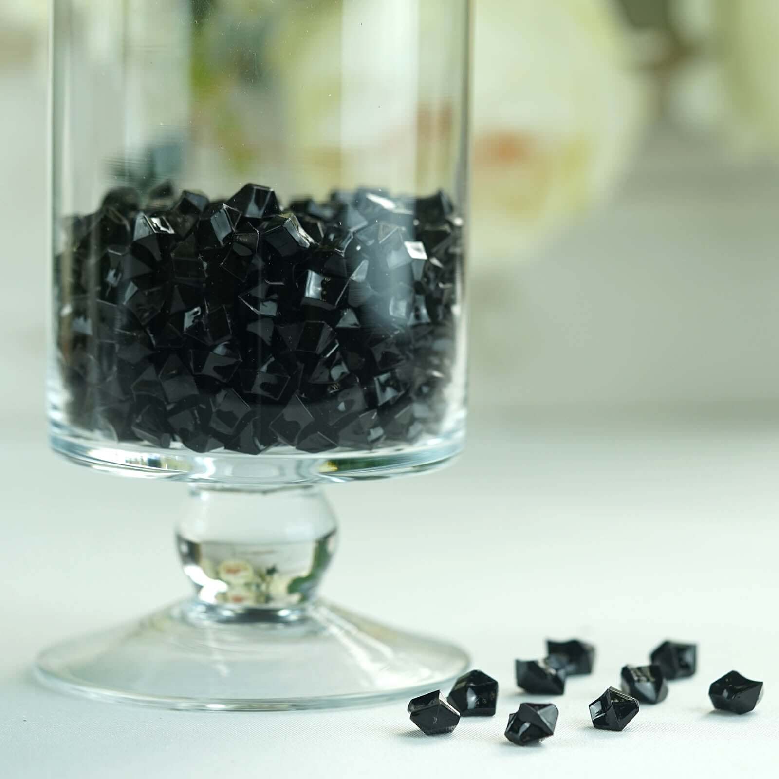400 Pcs Acrylic Ice Bead Vase Fillers Mini Black - Chic DIY Craft Crystals for Wedding Centerpieces & Table Styling
