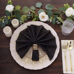 5 Pack Polyester 20"x20" Napkins Black Shimmer Sequin Dots - Luminous Cloth Napkins