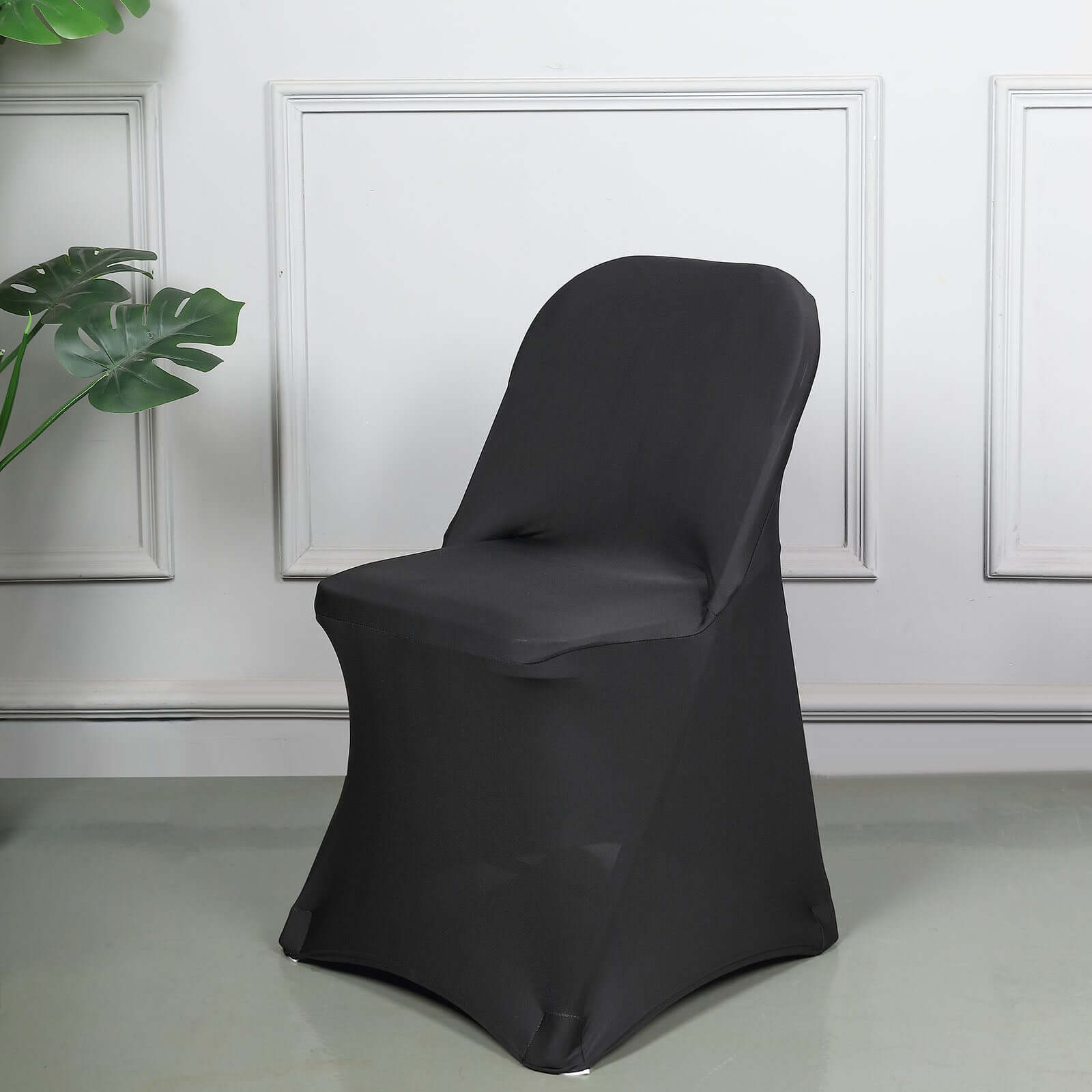 Stretch Spandex Chair Cover Black for Folding Chairs - Reusable & Wrinkle-Resistant 160GSM Fitted Slipcover for a Polished Look