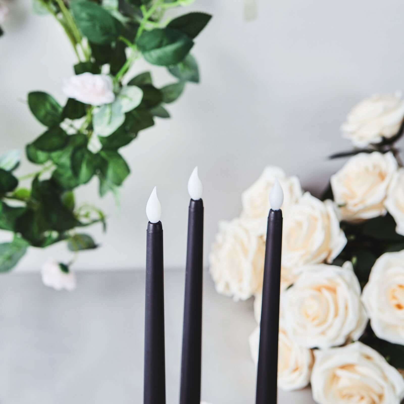 3-Pack LED Decorative Lighting Warm Flickering Black - Flameless Taper Candles 11"
