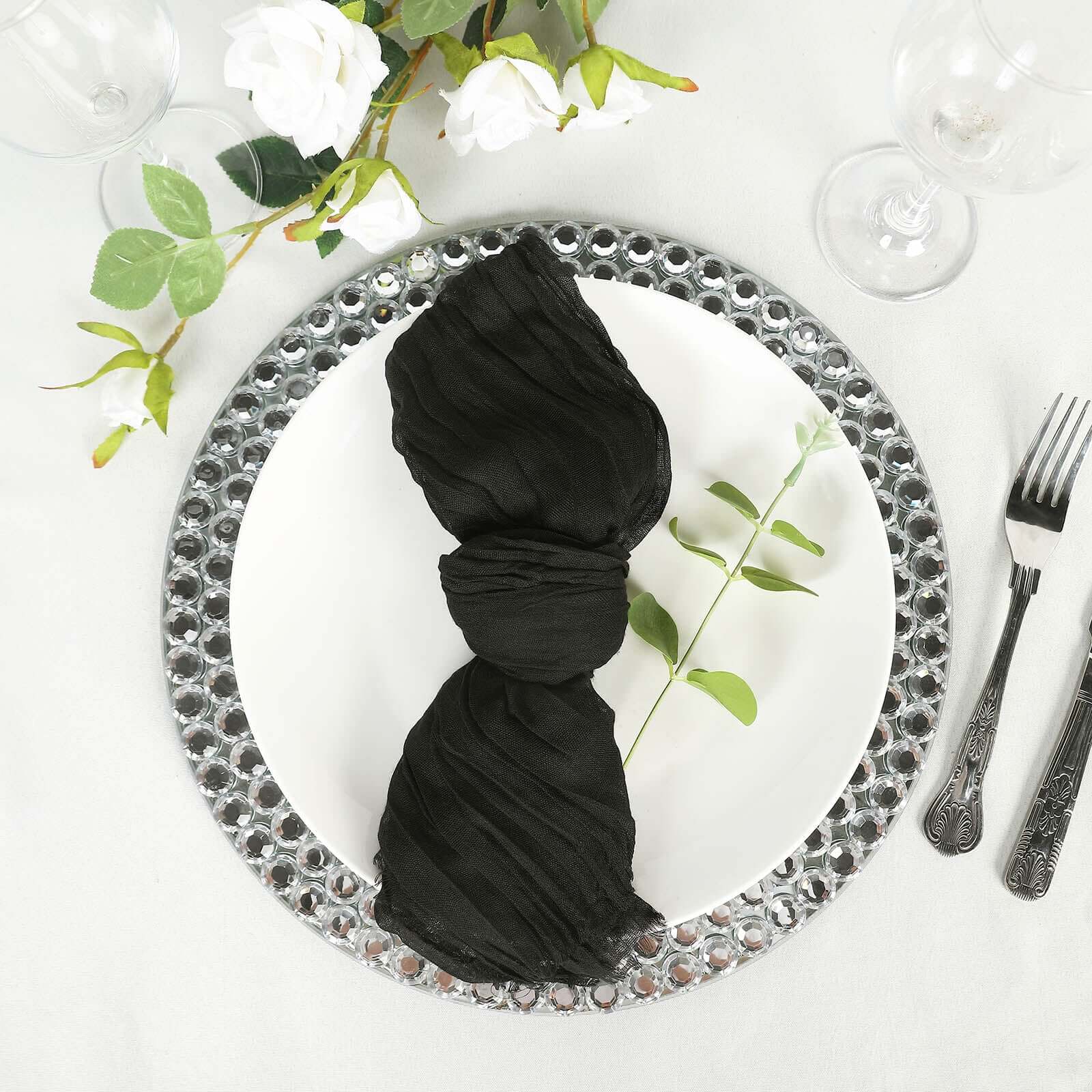 5 Pack Gauze Cheesecloth 24"x19" Napkins Black Reusable Dinner Napkins for Boho Farmhouse Style Events