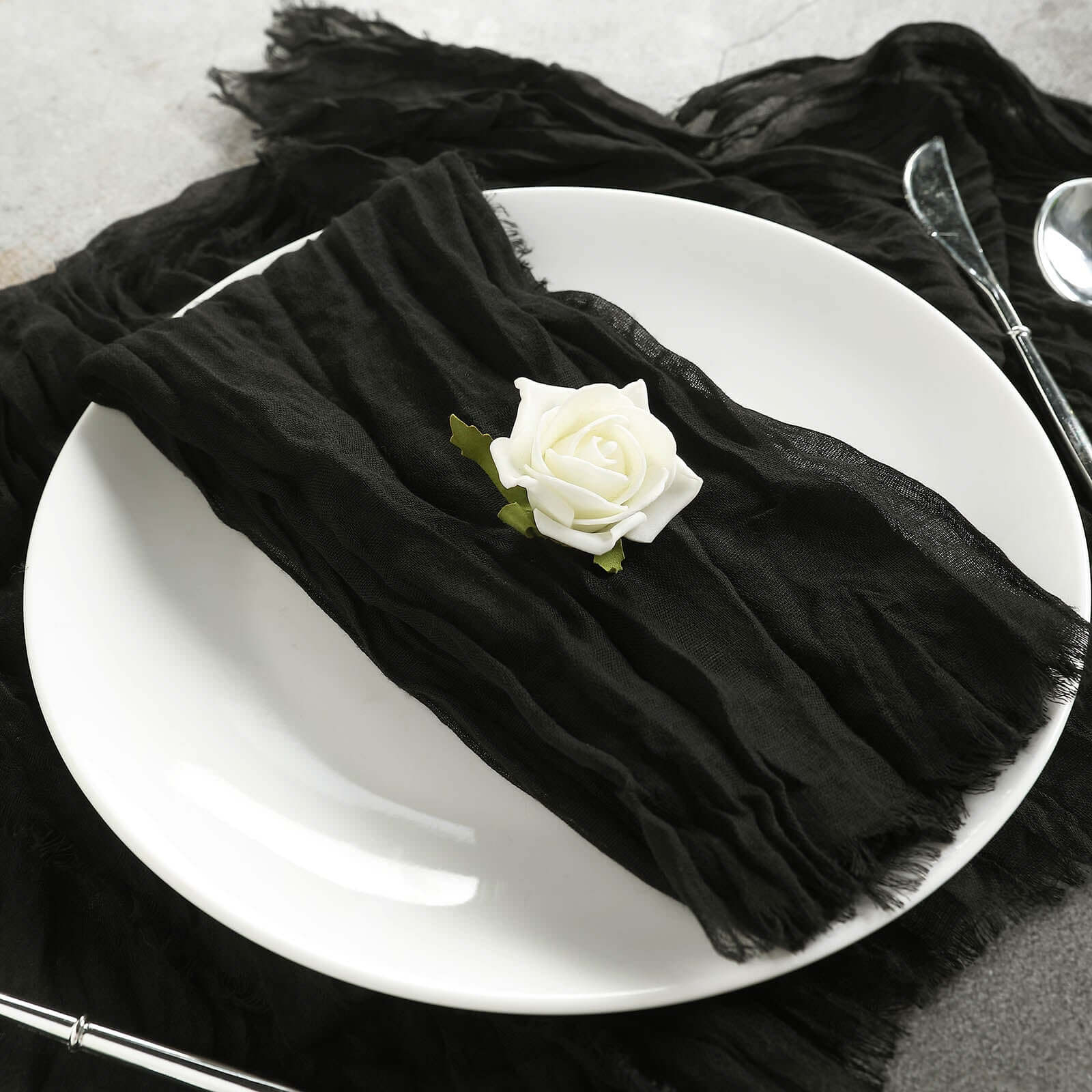 5 Pack Gauze Cheesecloth 24"x19" Napkins Black Reusable Dinner Napkins for Boho Farmhouse Style Events