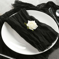 5 Pack Gauze Cheesecloth 24"x19" Napkins Black Reusable Dinner Napkins for Boho Farmhouse Style Events
