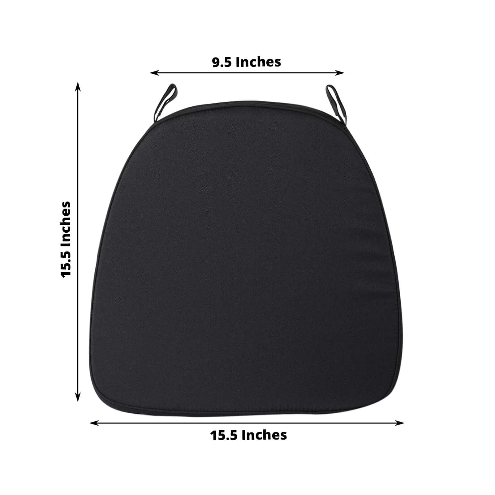 Chiavari Chair Cushion with 1.5" Thick Memory Foam and Ties Black - Stylish Removable Cover for Comfort