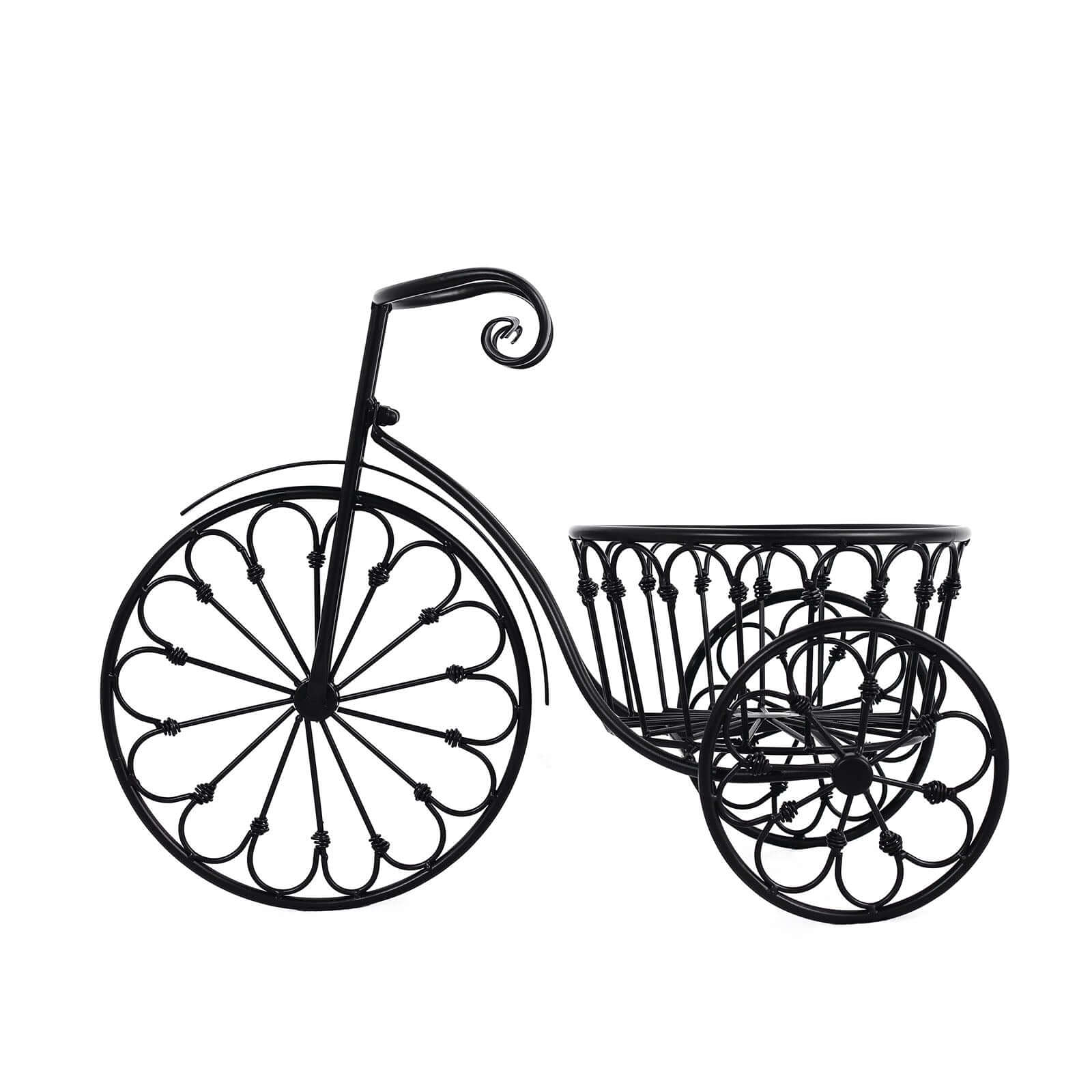 Tricycle Planter Basket Black Decorative Design - Metal Indoor/Outdoor Plant Stand 22"