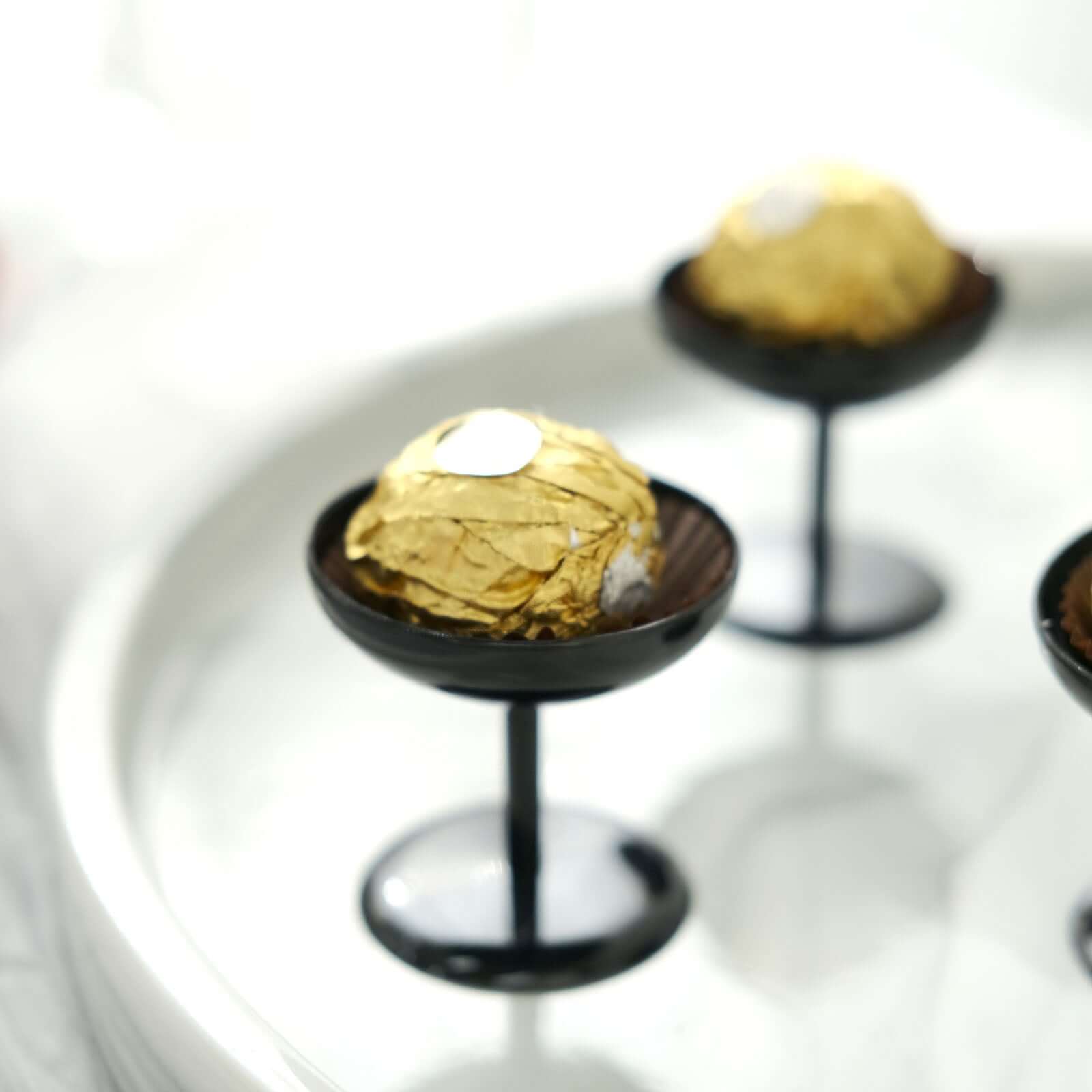 12-Pack Dessert Cup Candy Dishes Black - Decorative Mini Pedestal Stands for Treats 2"