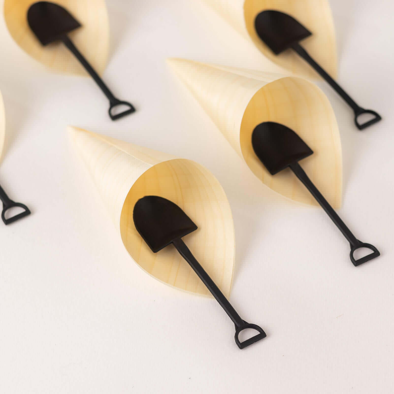100-Pack Plastic Dessert Spoons with Mini Shovel Design Black - Disposable Ice Cream Spoons 4.5"