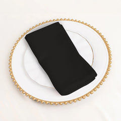 5 Pack Cotton Blend 20"x20" Napkins Black - Wrinkle-Resistant & Washable Dinner Napkins