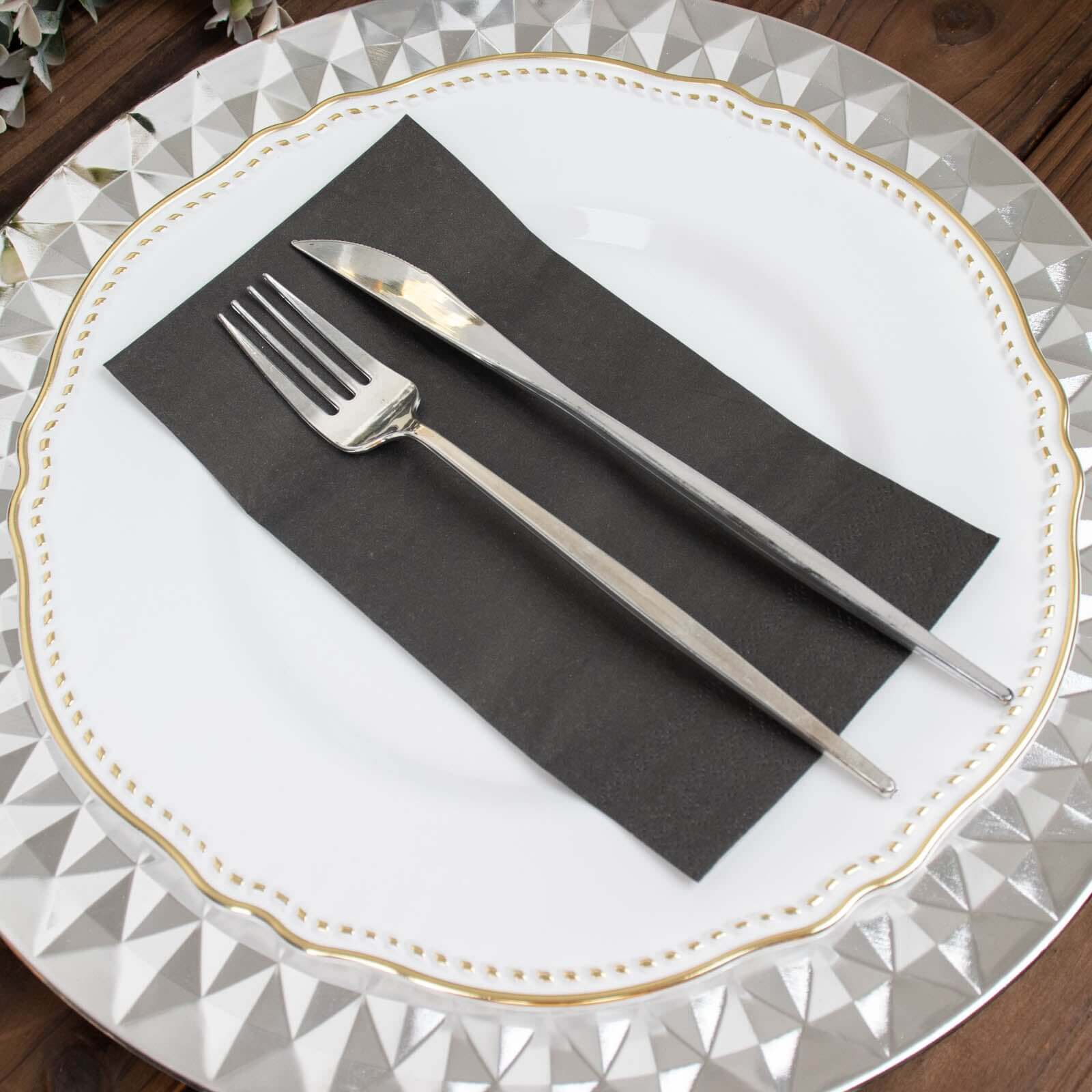 50-Pack Paper Napkins Soft Black - Disposable 2-Ply Cocktail and Beverage Napkins for Weddings