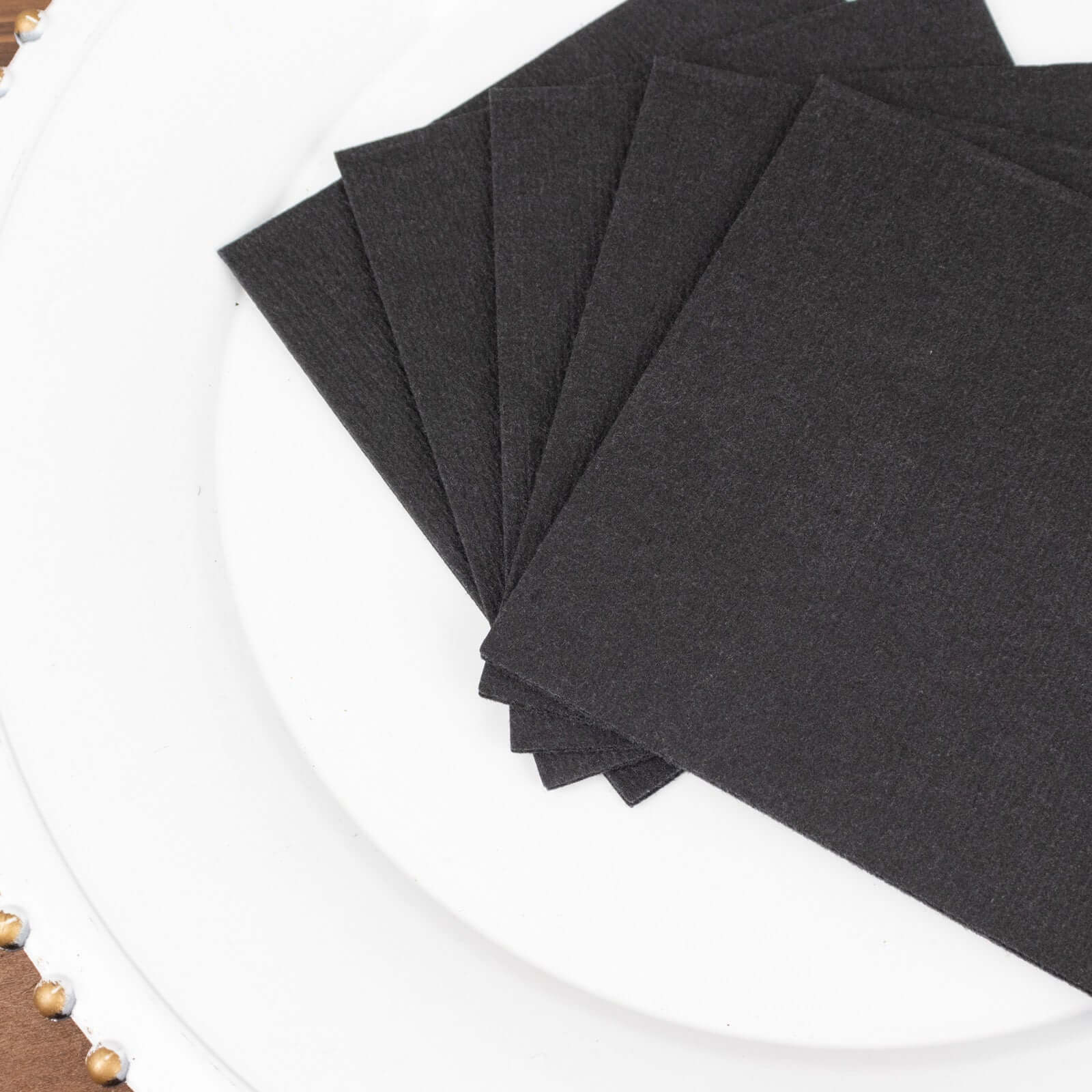 20-Pack Paper Linen-Like Cocktail Napkins Black - Disposable 5"x5" Airlaid Soft Napkins for Events
