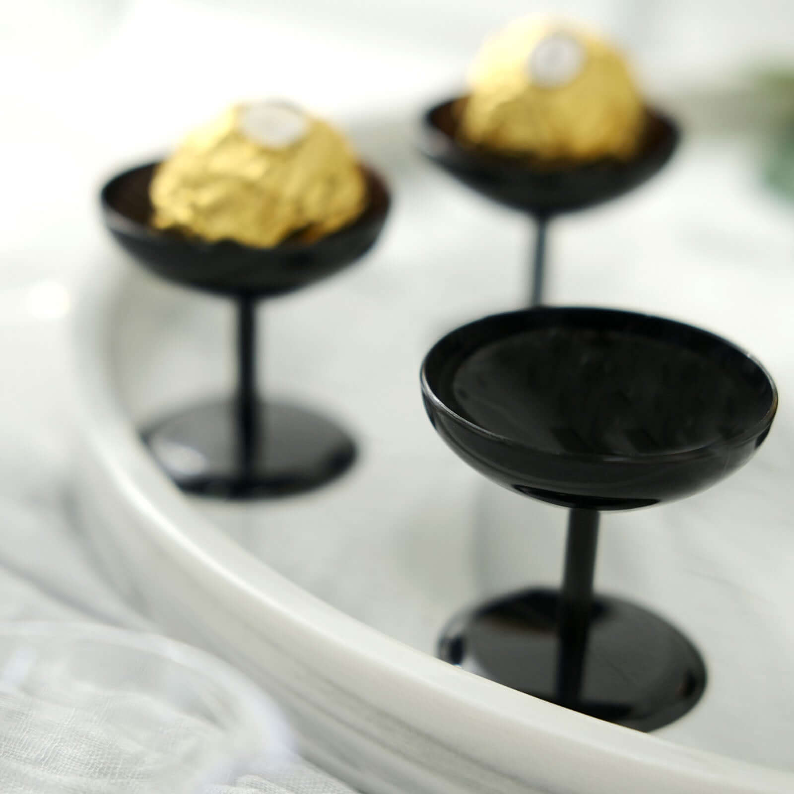 12-Pack Dessert Cup Candy Dishes Black - Decorative Mini Pedestal Stands for Treats 2"