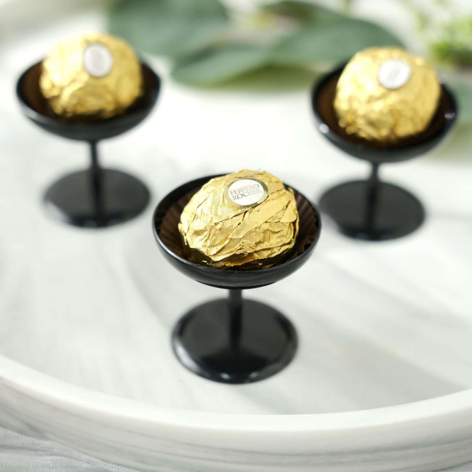 12-Pack Dessert Cup Candy Dishes Black - Decorative Mini Pedestal Stands for Treats 2"