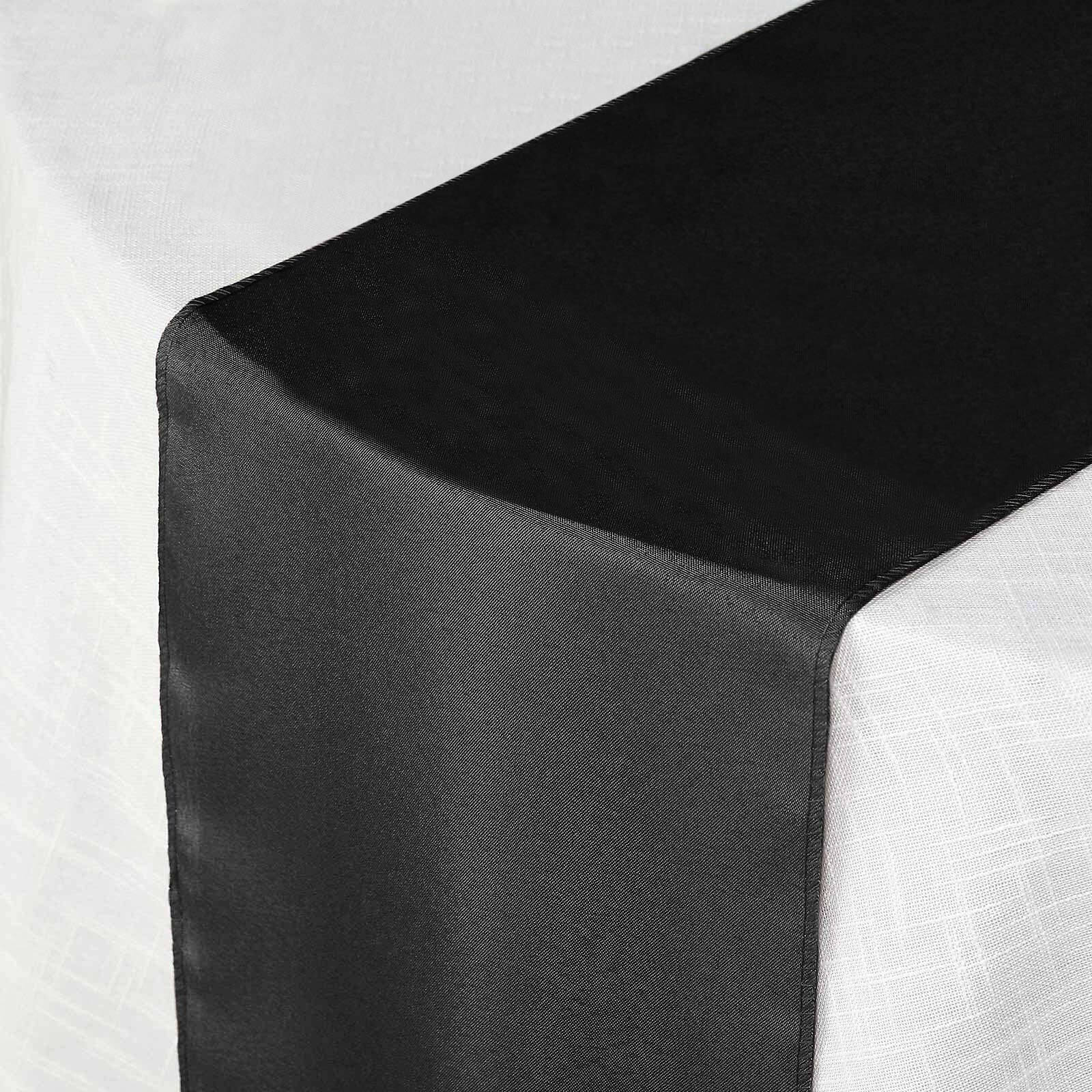 Polyester 12"x108" Table Runner Black - Durable & Wrinkle-Resistant Table Decor