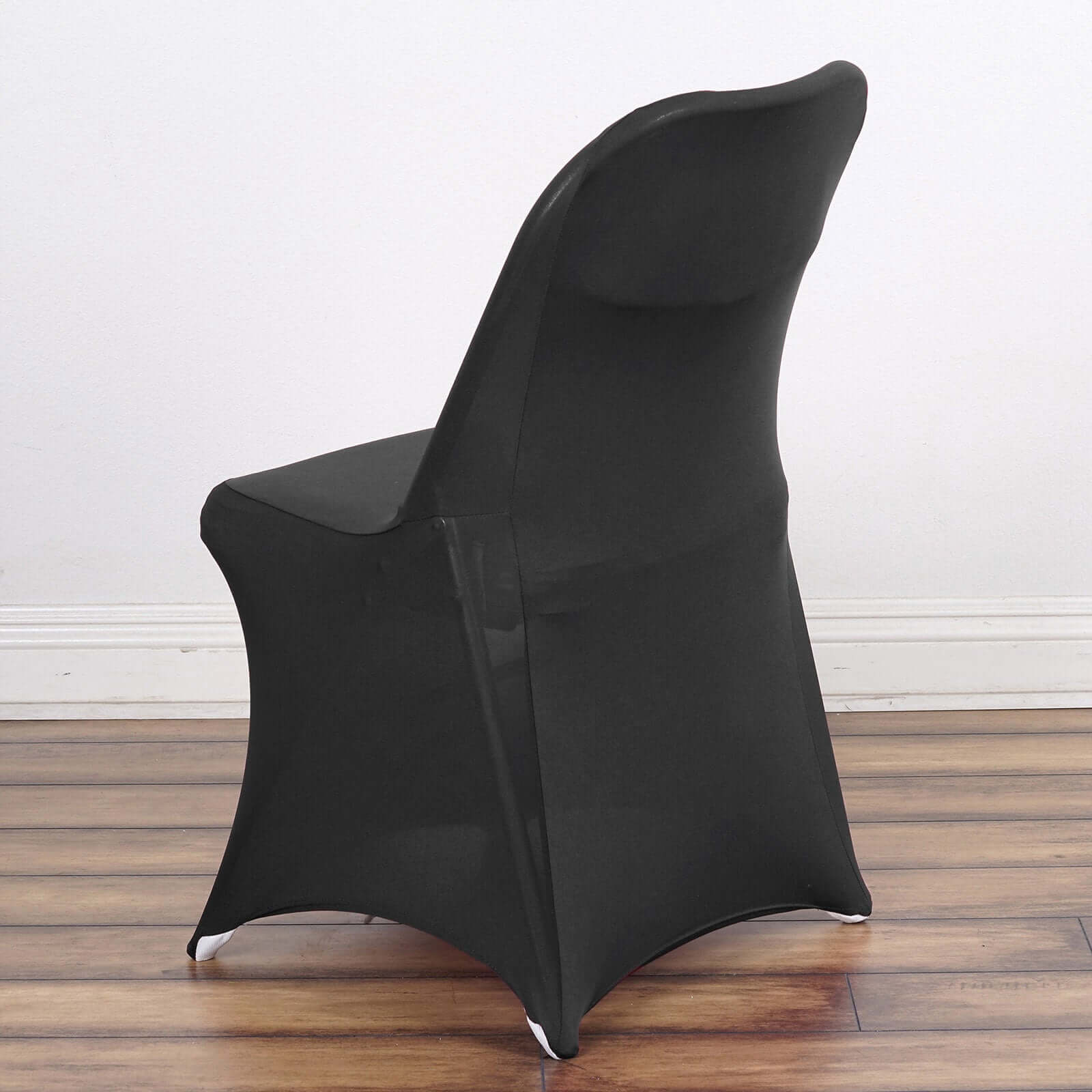 Stretch Spandex Chair Cover Black for Folding Chairs - Reusable & Wrinkle-Resistant 160GSM Fitted Slipcover for a Polished Look